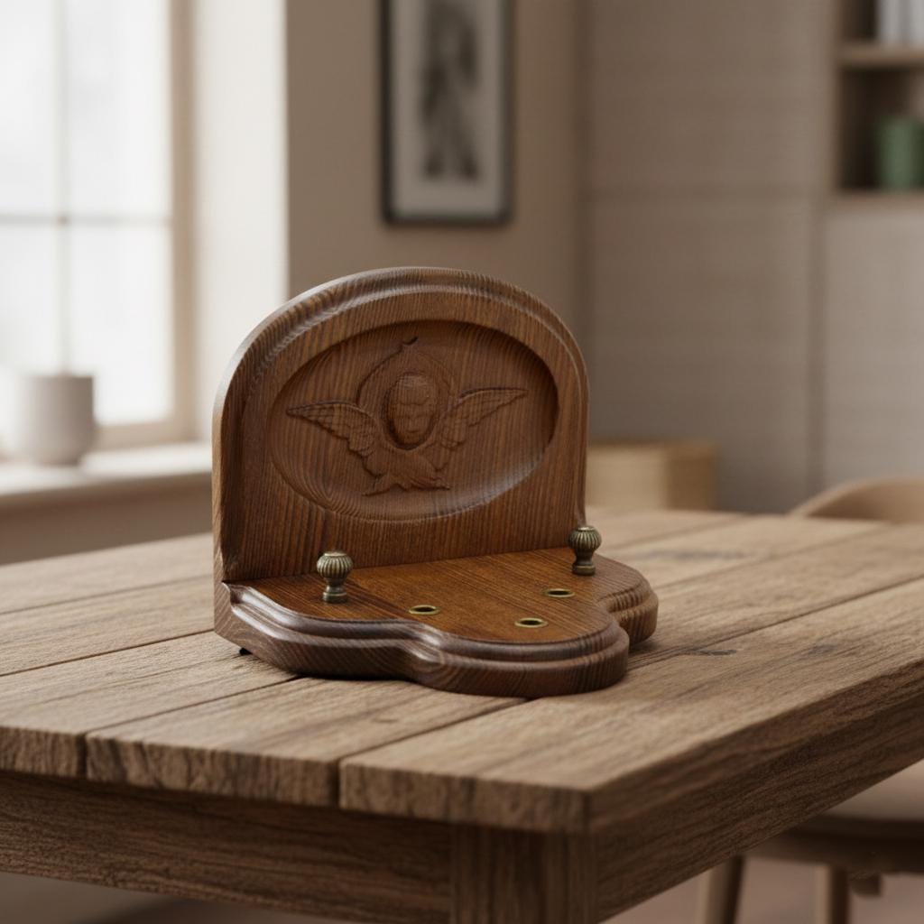 Wooden Icon Stand Ash Wood 6.7x5.9in, Orthodox Icon Holder, Hand Carved Icon Stand