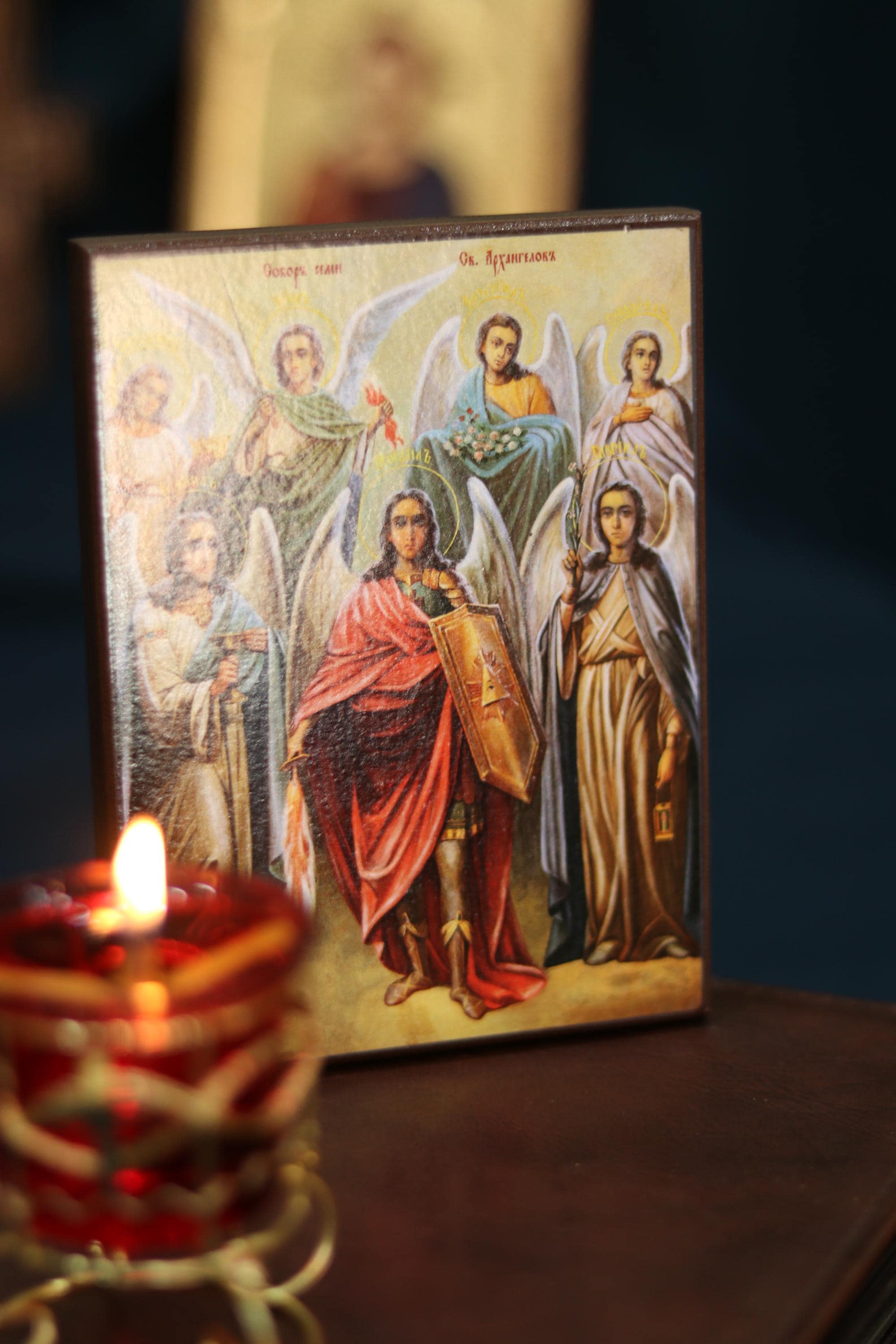 Holy Seven Archangels Wooden Icon Orthodox Plaque 6.3x4.7in