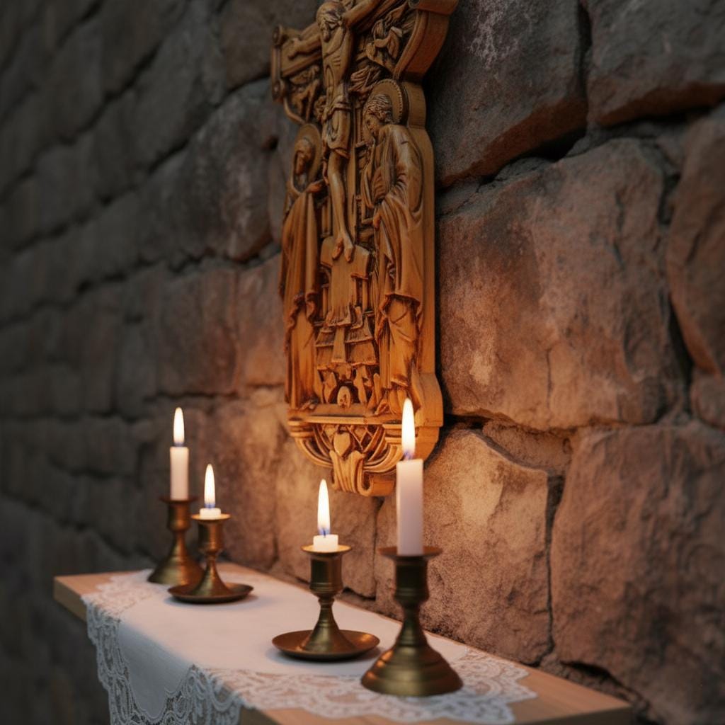 Wooden Wall Golgotha Cross 14x7.5x0.8 in, Hand Carved Beech Crucifix, Orthodox Cross, Christian Home Decor, Religious Gift, Church Icon