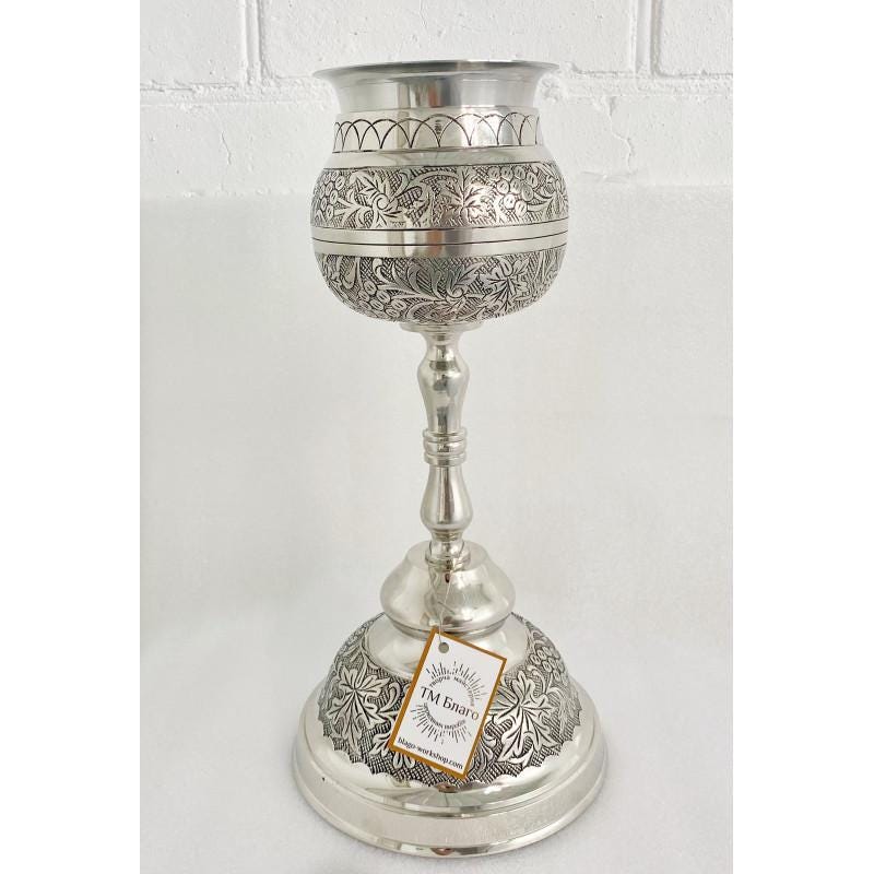 Nickel Eucharist Set 500ml Chalice Diskos Set, Orthodox Communion Set, Spoon Spear Set, Church Altar Set, Liturgical Vessels Gift