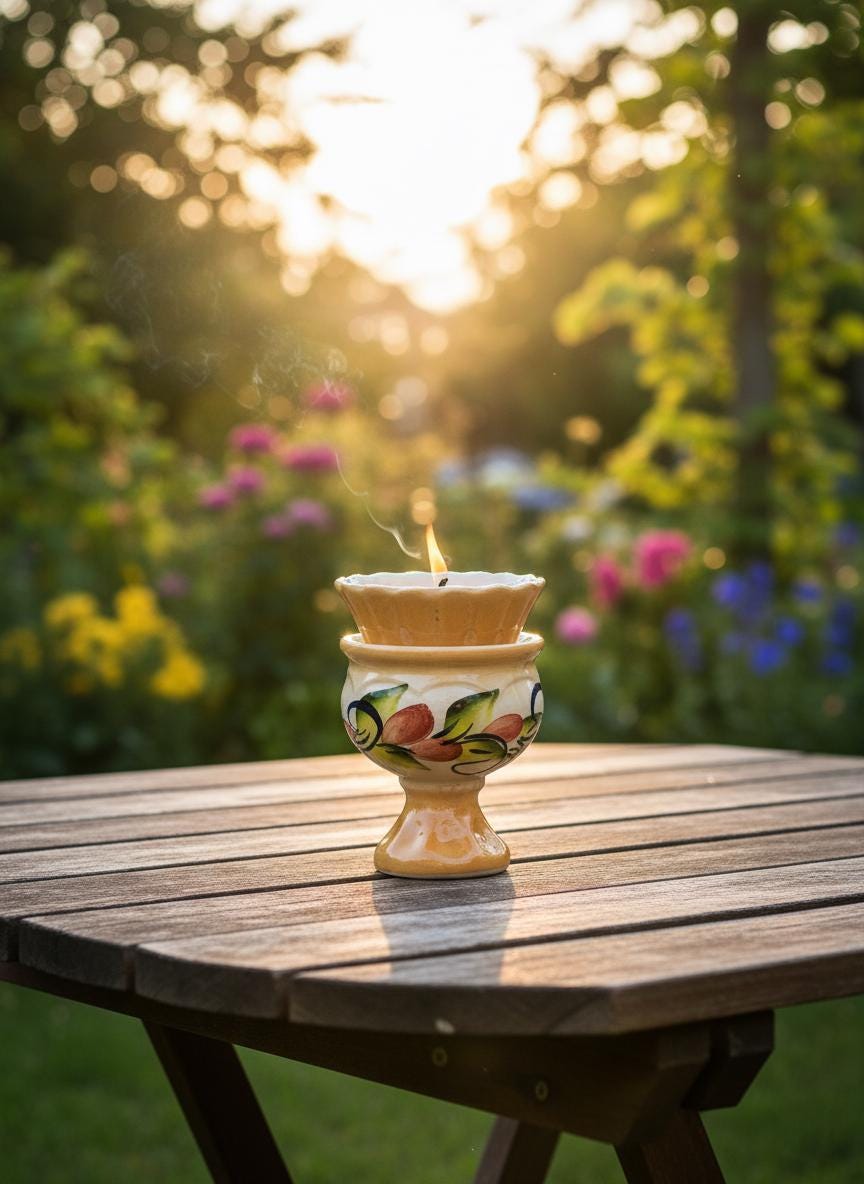 Orange Ceramic Table Oil Lamp 4.3in, Icon Lamp, Vintage Oil Candle, Retro Prayer Lamp, Orthodox Lamp, Religious Gift