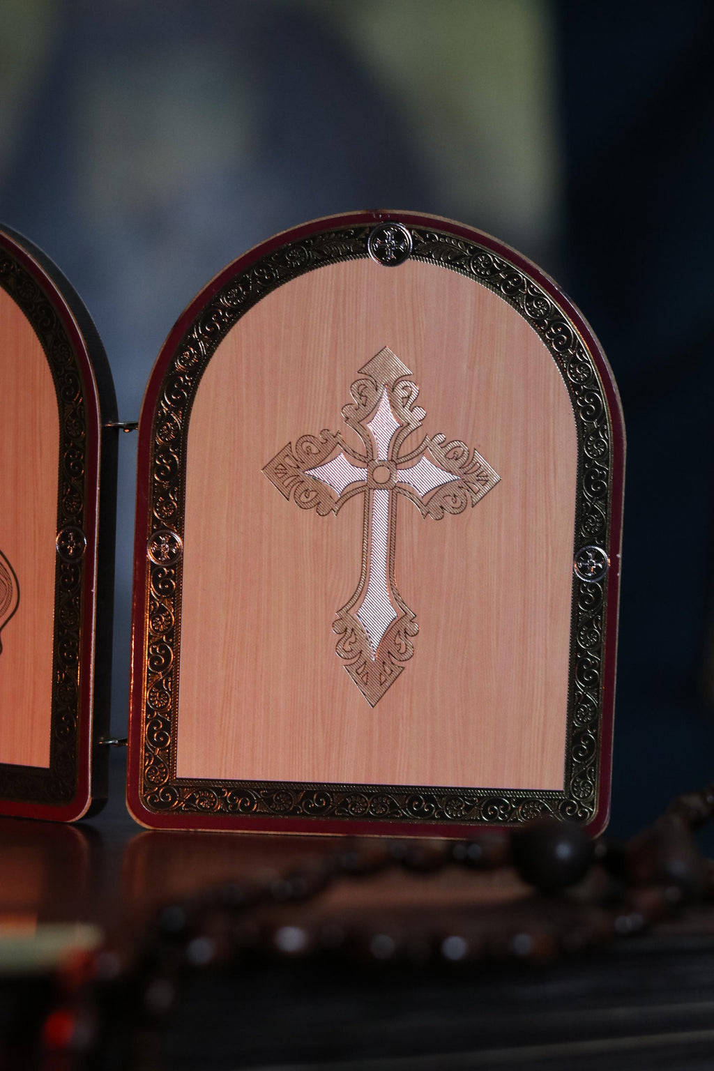 Wooden Folding Icon 4.3in, Orthodox Diptych, Virgin Mary Icon, Jesus Christ Icon, Christian Gift, Prayer Corner Decor