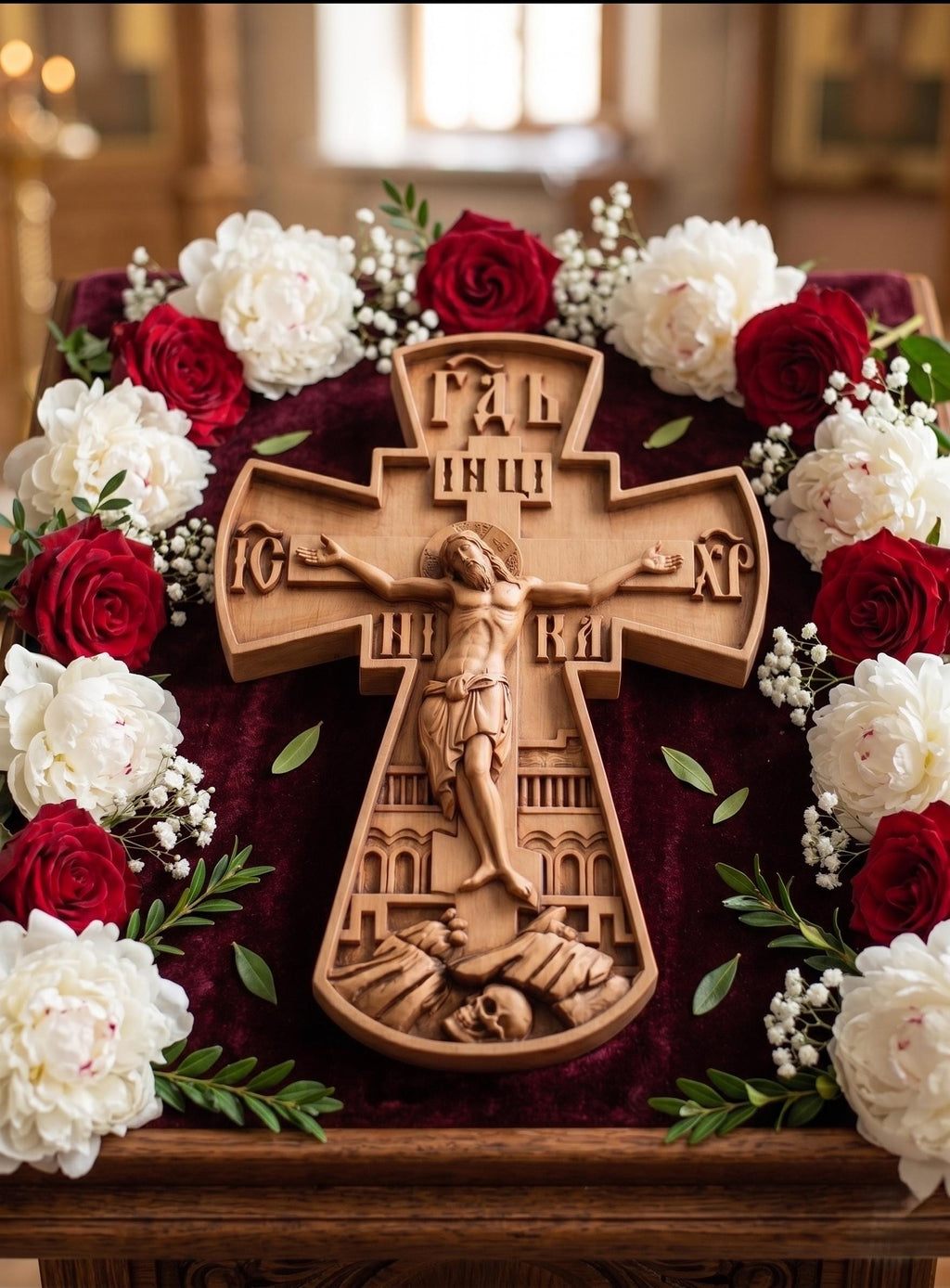 Wooden Orthodox Cross 8 12 16 20 Inch, Wooden Cross, Crucifix, Jesus Christ Cross, Orthodox Cross, Wall Cross, Christian Decor