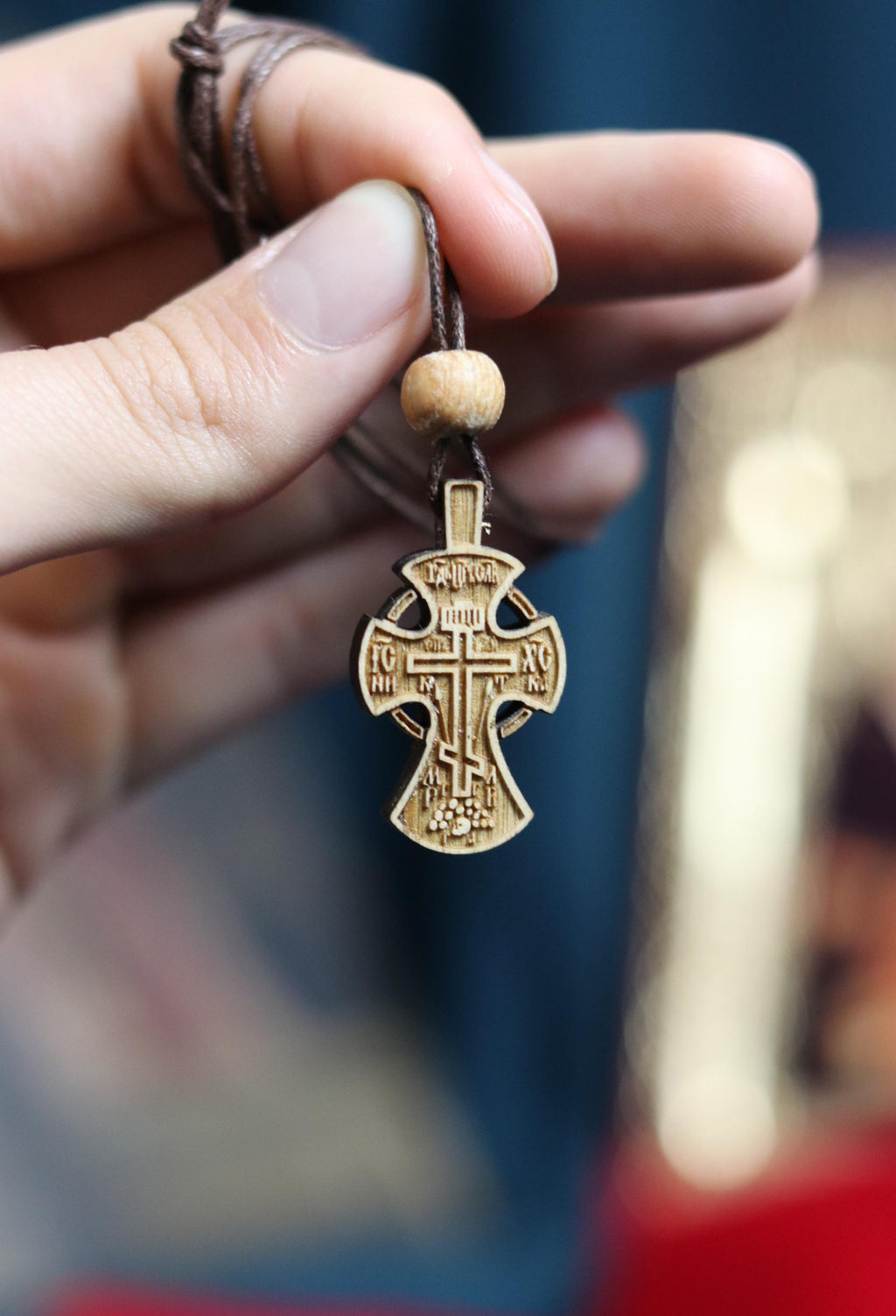 Orthodox Wooden Cross Pendant – Compressed Wood, Jesus Crucifix, Blessed in Church, Orthodox cross, Orthodox icon