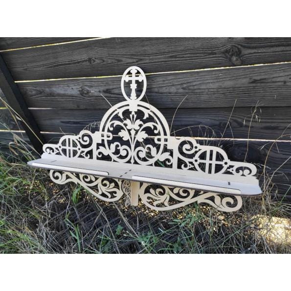 Wooden Icon Shelf, Orthodox Iconostasis, Prayer Corner Shelf, Christian Home Decor