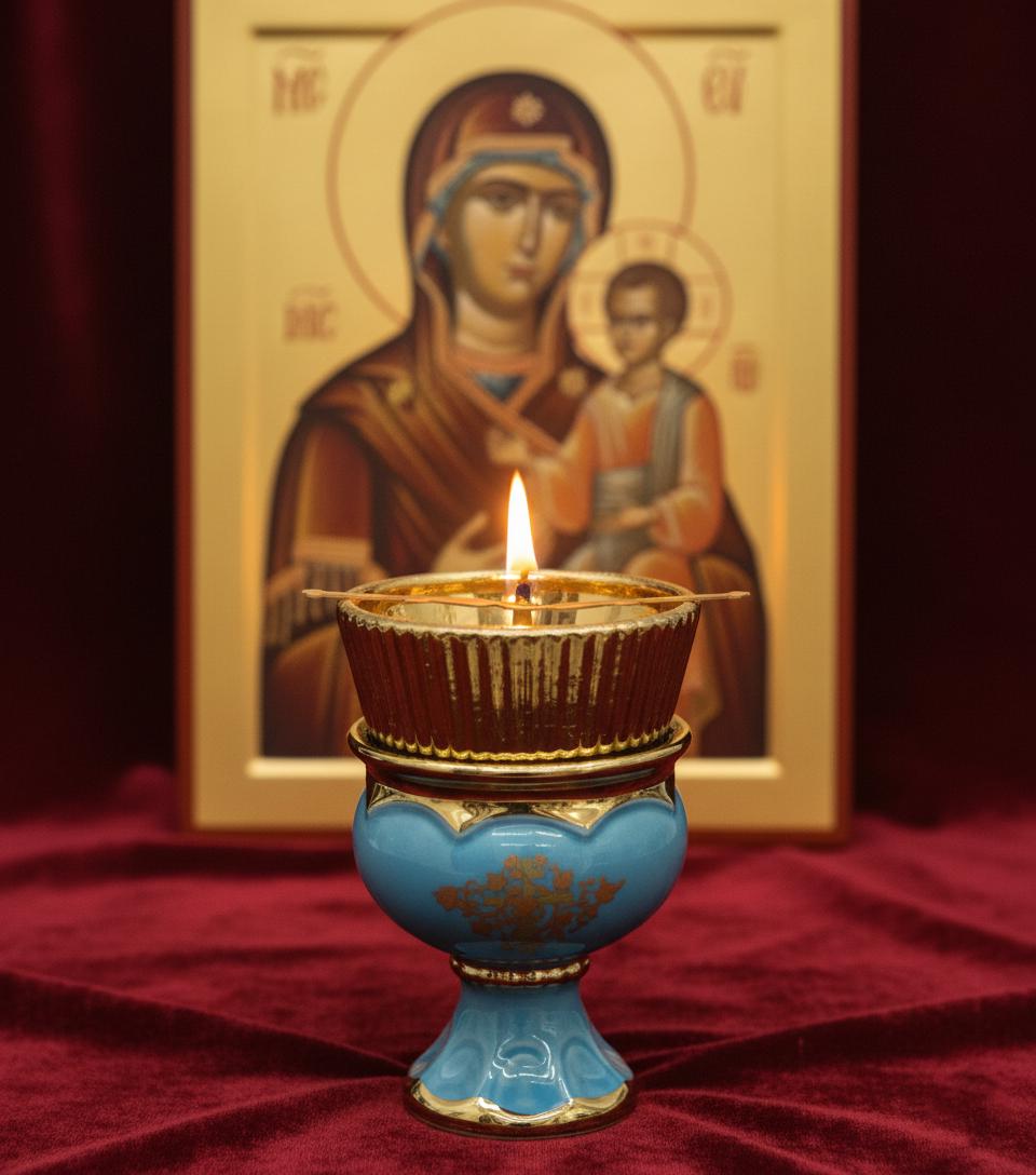 Ceramic Table Oil Lamp 4.7in, Icon Lamp, Vintage Oil Candle, Retro Oil Lamp, Glass Oil Lamp, Orthodox Lamp, Prayer Lamp, Religious Gift