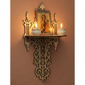 10.6x16.9 In Wooden Icon Shelf, Orthodox Iconostasis, Prayer Corner Shelf, Christian Home Decor, Church Wall Shelf