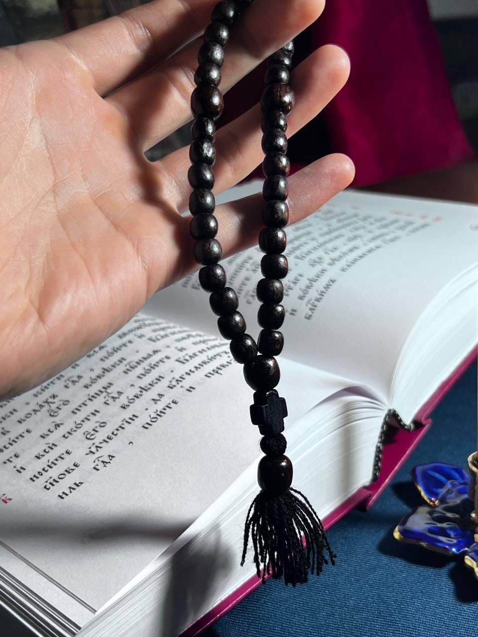 Orthodox Wooden Prayer Beads with Tassel – Handmade Black Wood Orthodox rosaries, prayer beads, first communion