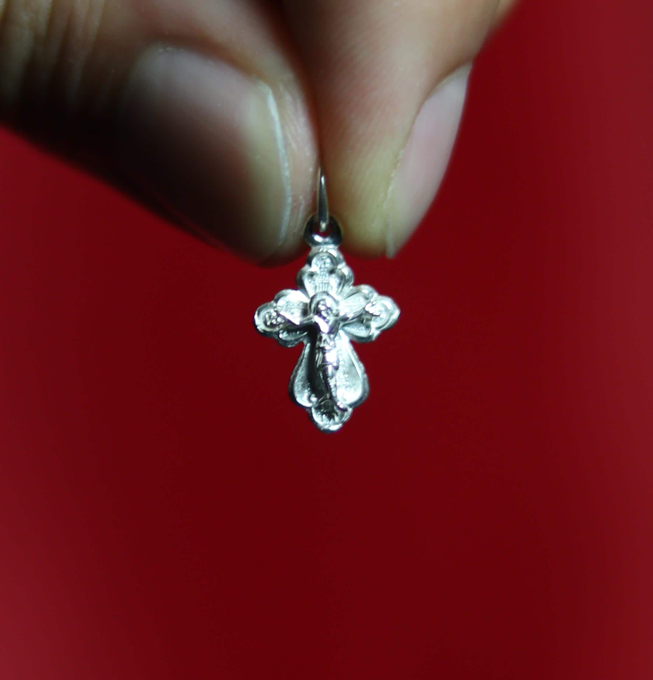 Sterling Silver Orthodox Cross Pendant 0.73g – 1.5 cm Small Christian Crucifix Charm – Baptism Gift – Jesus Cross, Orthodox necklace