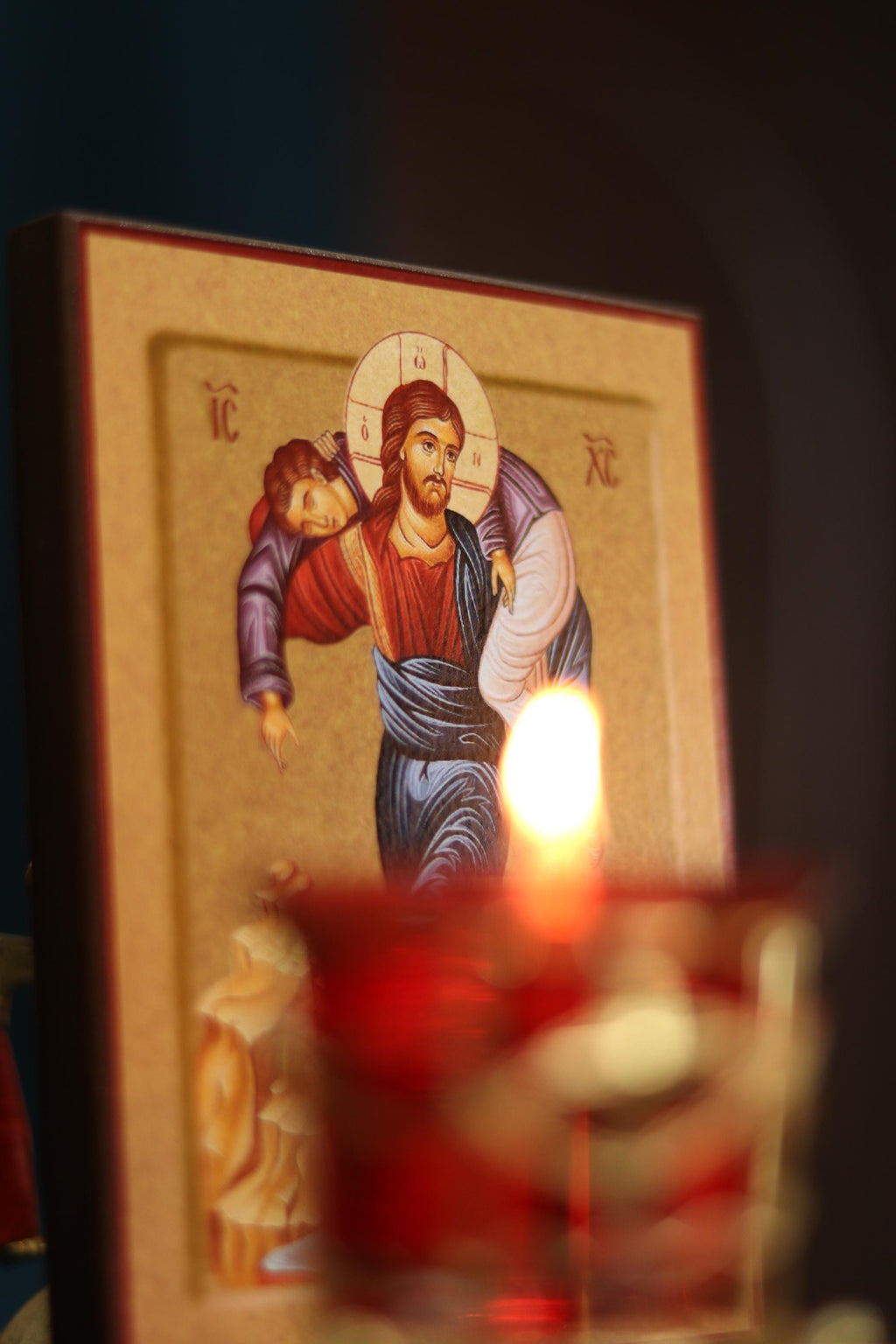 Jesus Christ Bear One Another Icon Wooden Orthodox 6.3x4.7in