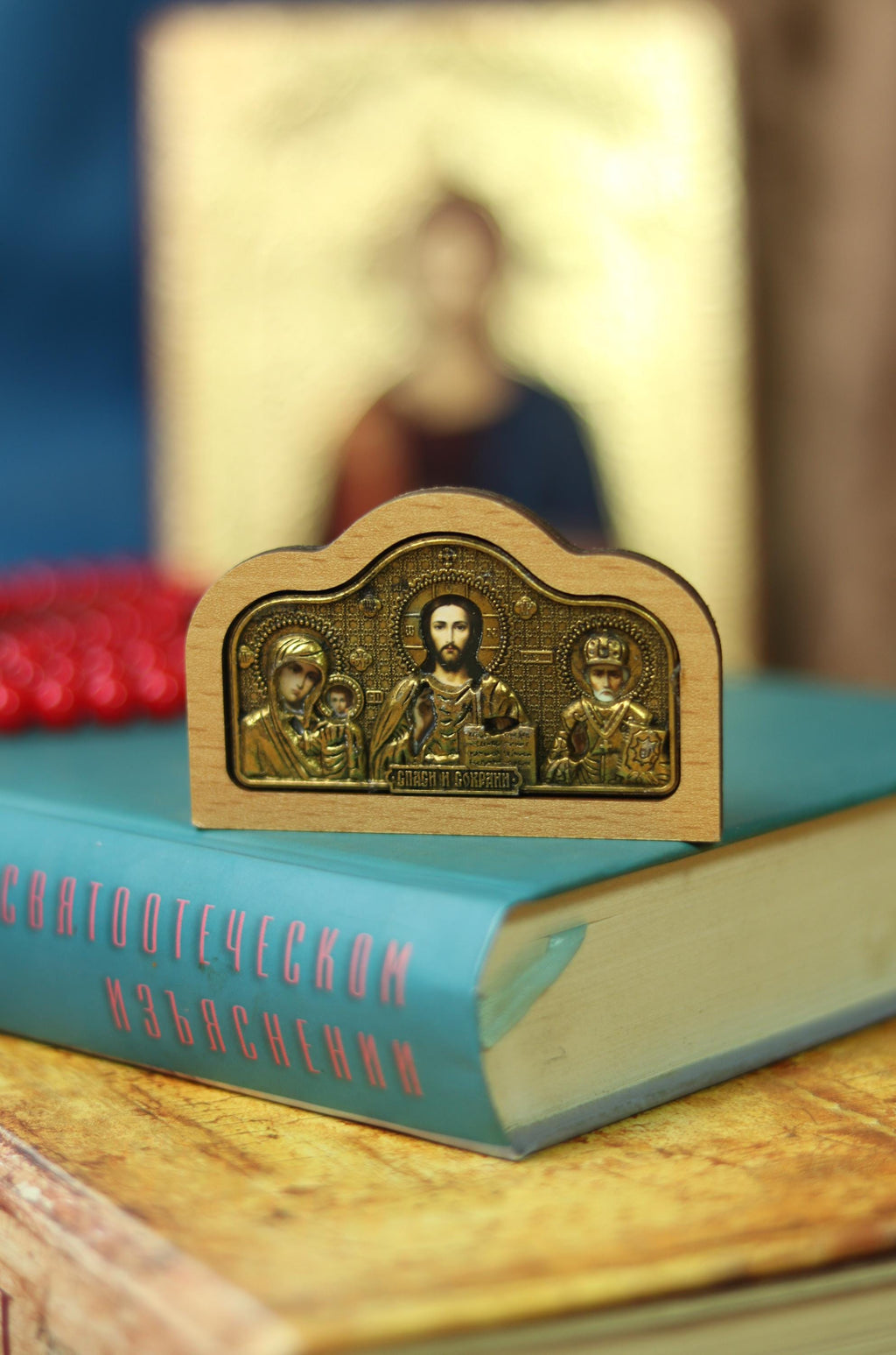 Wooden Car Icon 2x3 in, 30 g, Greek Orthodox, Blessed Icon, Orthodox Diptych, Travel Icon, Handmade Icon, Religious Gift, Pastor Gift