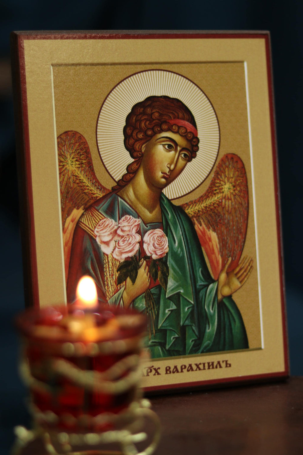 Archangel Barachiel Orthodox Wooden Icon Byzantine Prayer