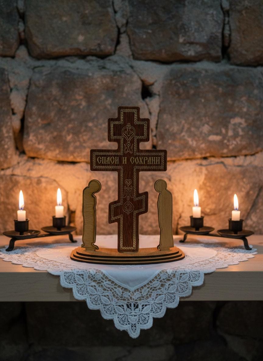 Mini Table Golgotha 8.27 in, Wooden Orthodox Crucifix, Golgotha Cross, Christian Altar Cross, Prayer Corner Decor, Religious Gift
