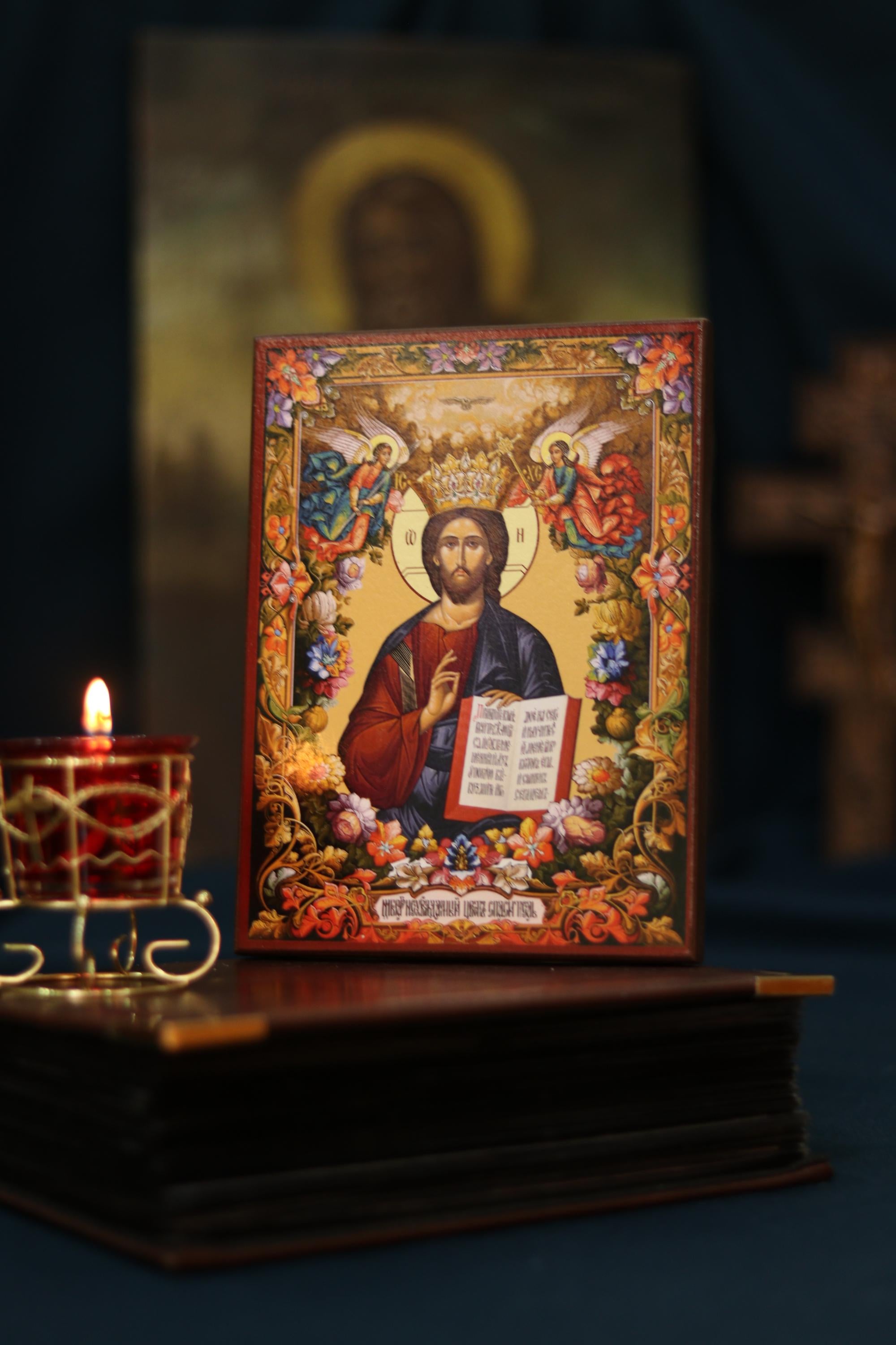 Jesus Christ Pantocrator Wooden Icon Orthodox Religious Art 7.9x5.9in