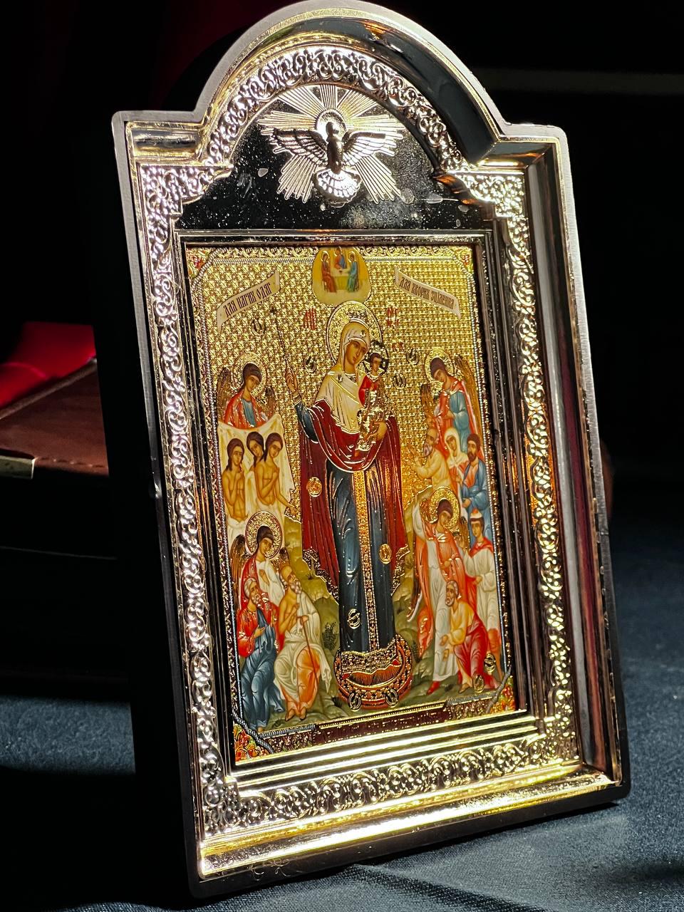 Icon of the Virgin Mary, God's mother, "Joy of All Who Sorrow" icon, Orthodox icon, Orthodox christian, Christianity art, Icon 14x19 cm