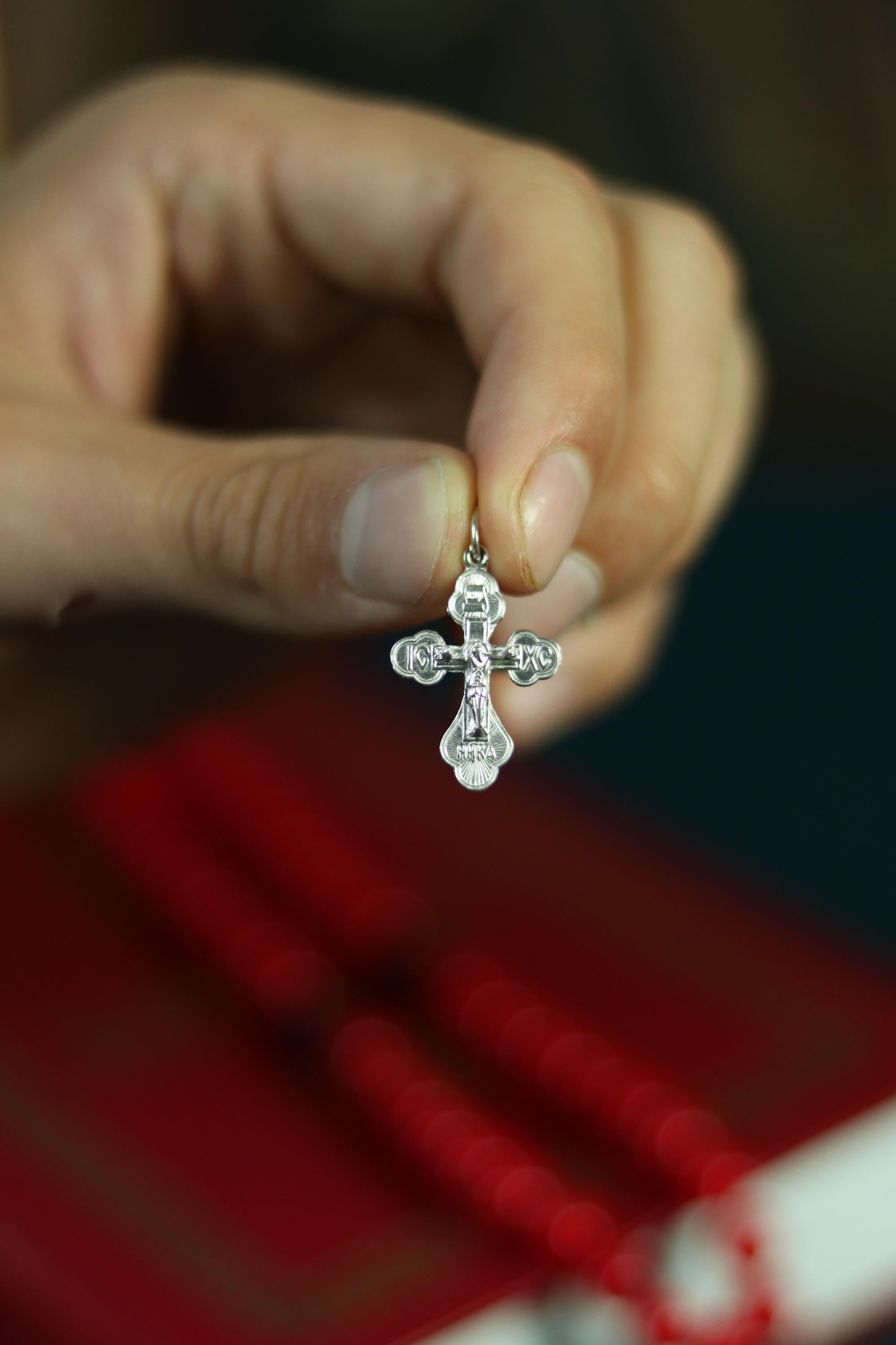 Sterling Silver Orthodox Cross Pendant – 0.91 g, Blessed Christian Crucifix