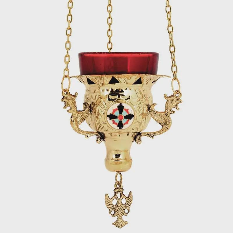 Brass Hanging Oil Lamp, Orthodox Lampada, Byzantine Church Lamp, Icon Lamp, Prayer Corner Decor, Orthodox Gift