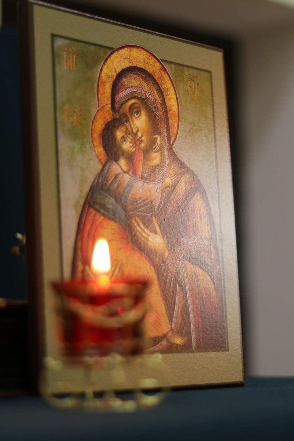 Virgin Mary & Child Wooden Icon, Orthodox Wall Art