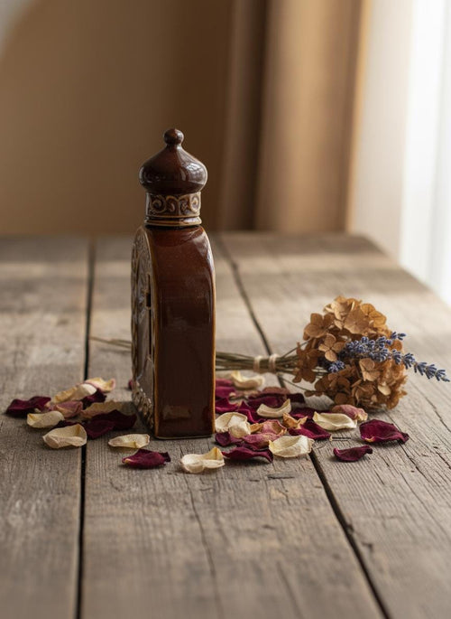 Brown Holy Water Bottle 23cm, 450ml | Ceramic Water Container.