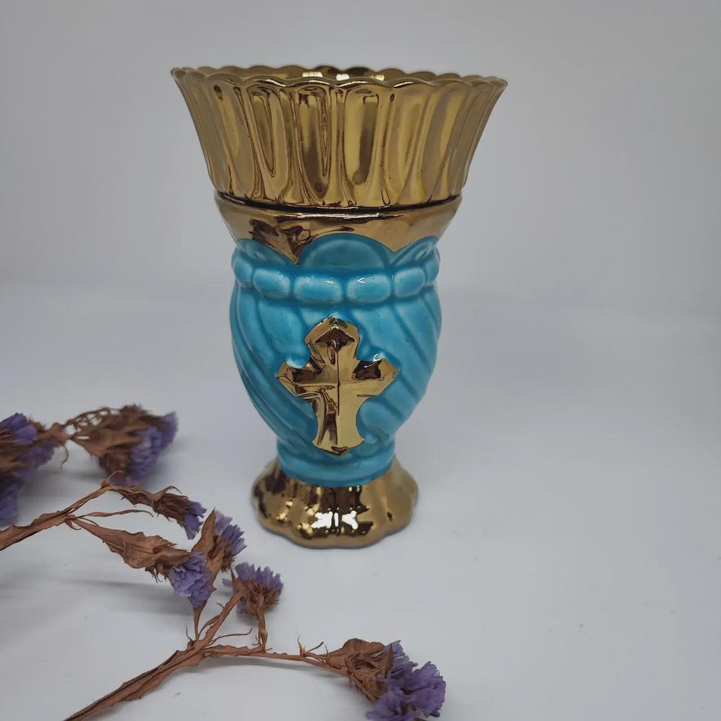 5.1in Ceramic Oil Lamp, Orthodox Lampada, Prayer Lamp