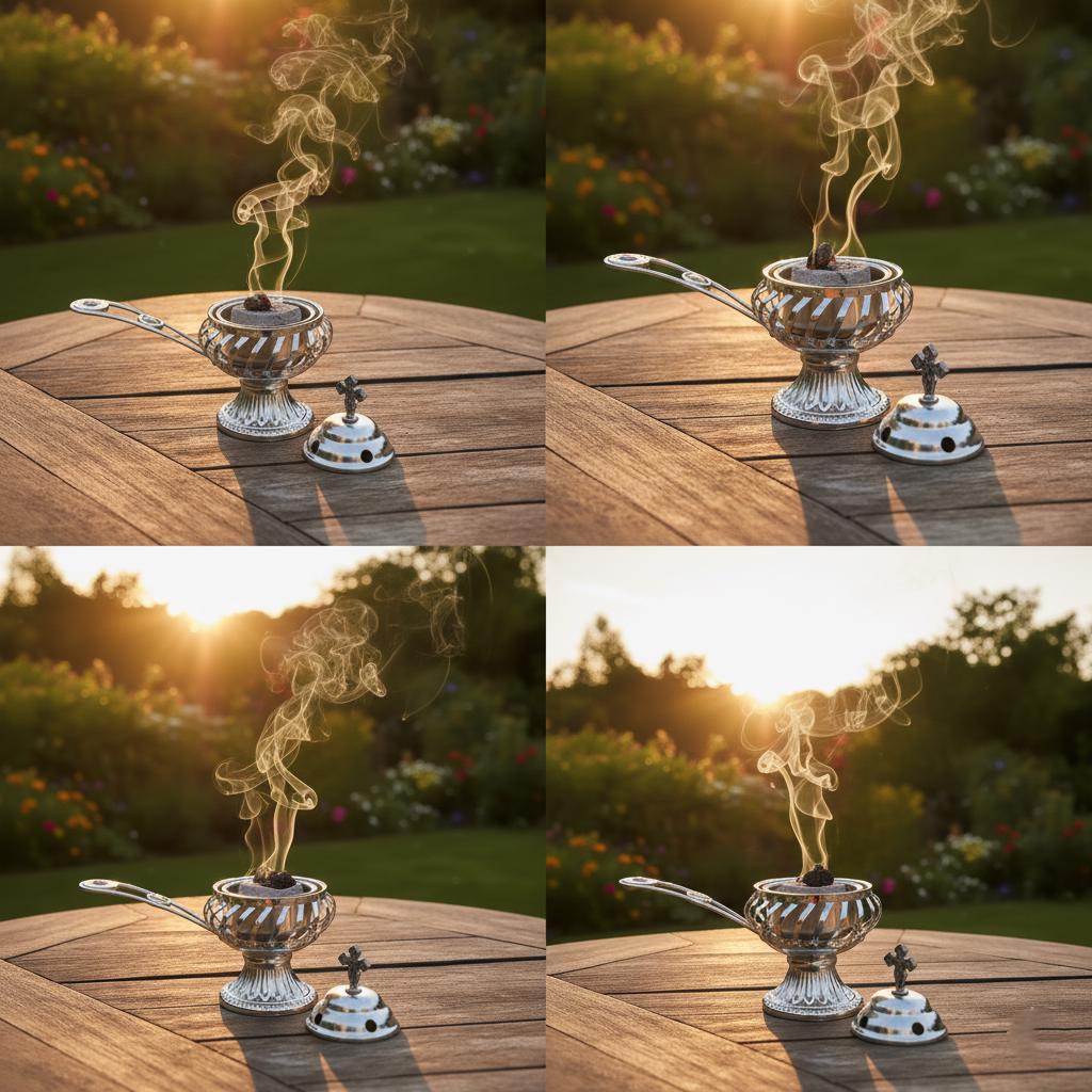Orthodox Incense Burner Set, Silver Metal Censer 7.4x5.5in, Greek Frankincense, Charcoal Tablets, Christian Prayer Kit, Religious Gift