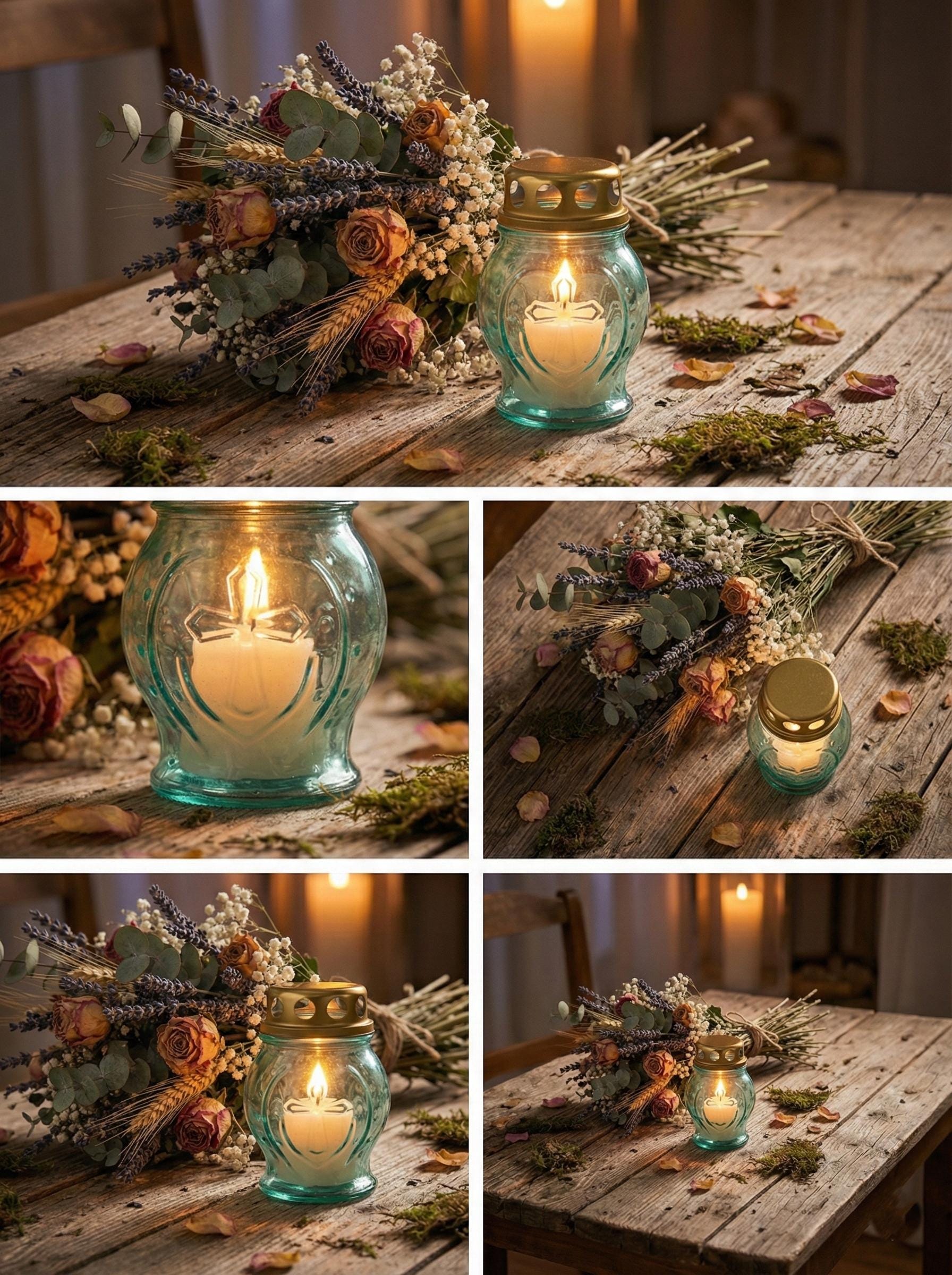Memorial Glass Candle Lamp Set | Lamp + 8-Hour Candle | Orthodox Memorial Light