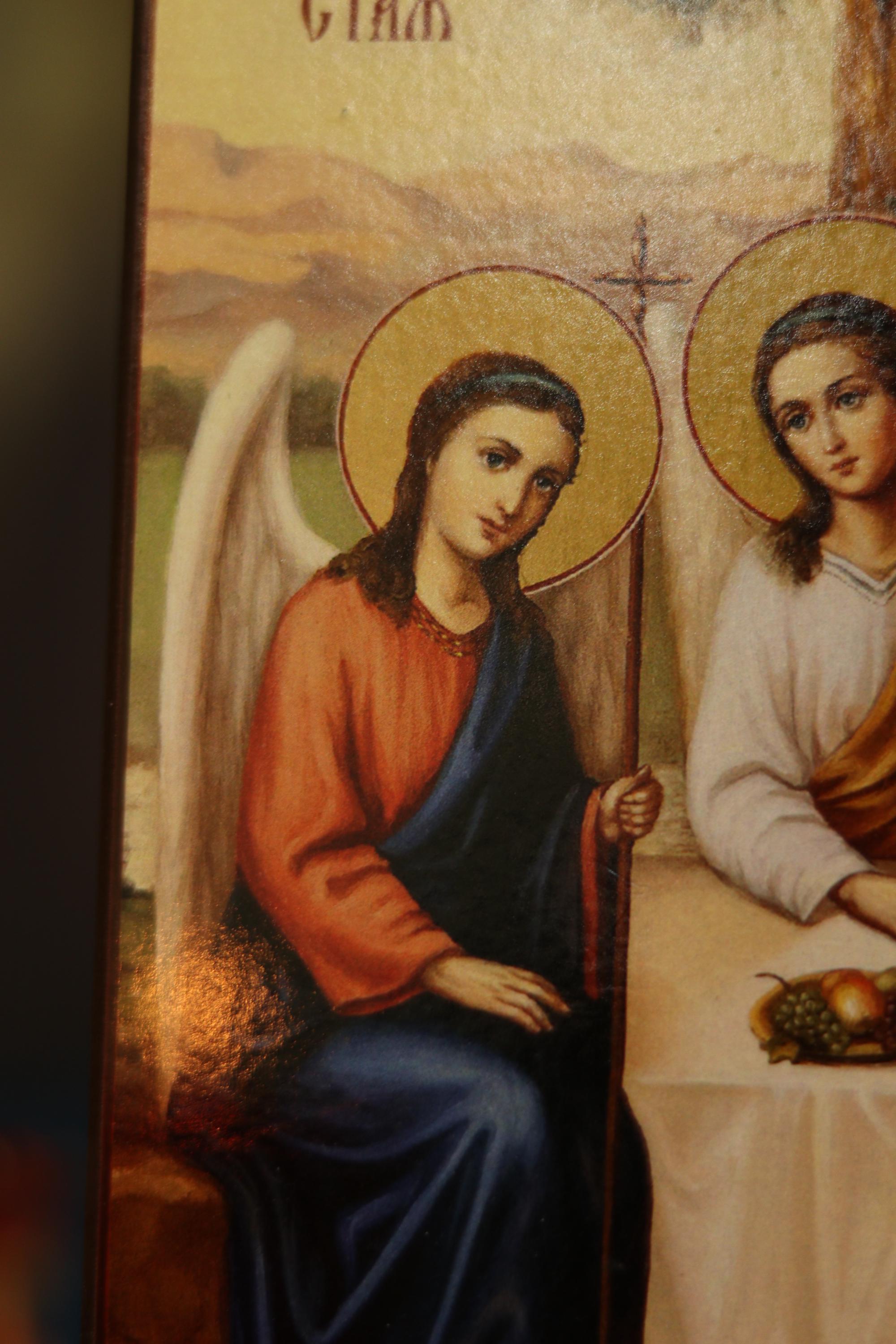 Holy Trinity Wooden Icon Orthodox Religious Wall Art 6.3x4.7 in