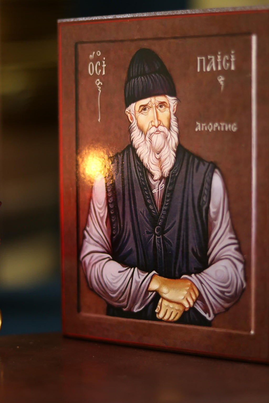 Wooden Icon Orthodox Icon, 200g, Saint Paisios Icon, Ash Veneer Icon