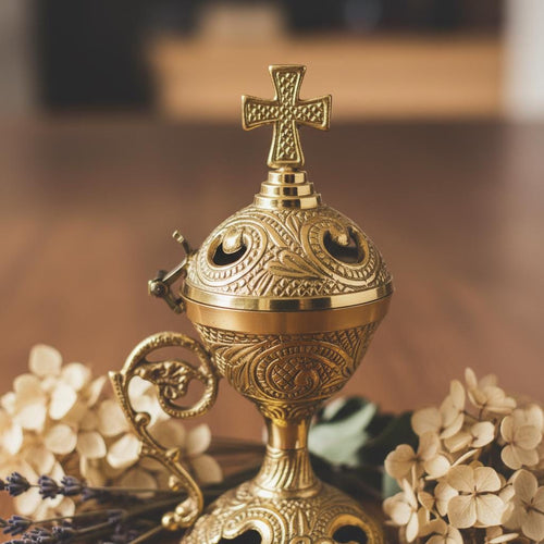 13cm Carved Bronze Orthodox Censer, Byzantine Incense Burner, Prayer Corner Decor, Church Supply, Religious Gift