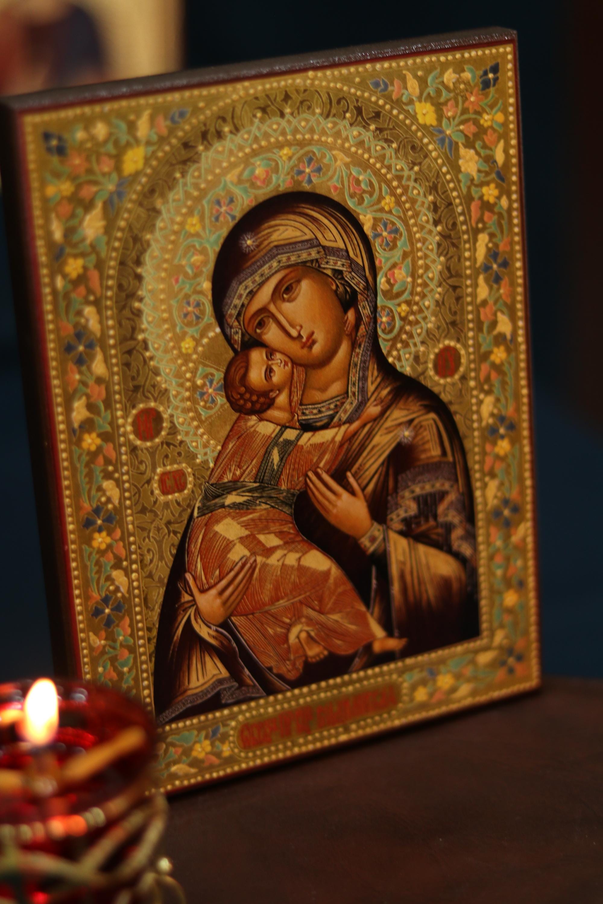 Volodymyr Mother of God Icon Wooden Icon Orthodox