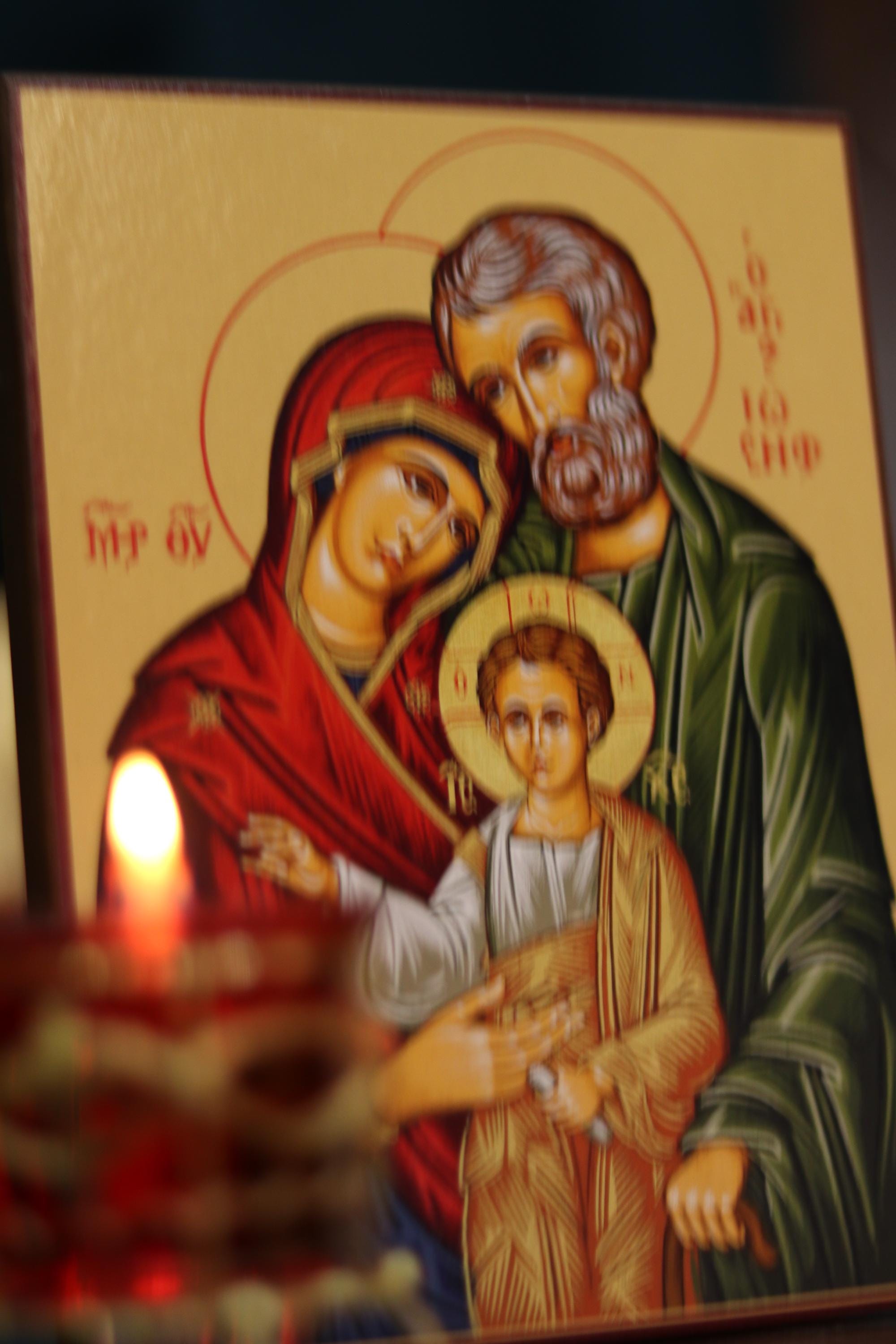Holy Family Orthodox Icon 5.9x7.8in, Christian Wall Prayer Icon Decor