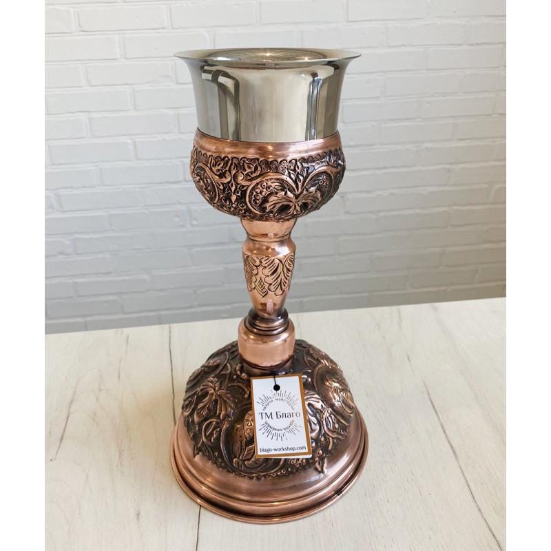 Brass Eucharist Set 500ml Chalice Diskos Set, Orthodox Communion Set, Spoon Spear Set, Church Altar Set, Liturgical Vessels Gift