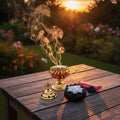 Orthodox Incense Burner Set: 5.5 inch Gold Metal Censer, 50g Frankincense, 6 Charcoal Tablets, Prayer Kit
