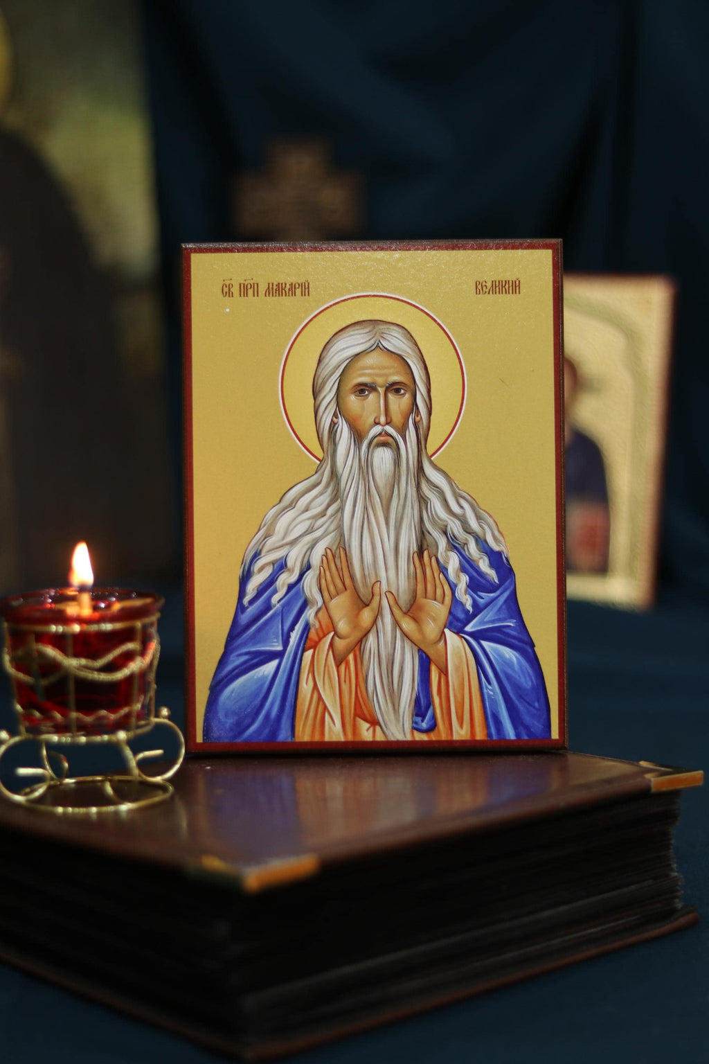 Saint Macarius the Great Icon, Orthodox Christian Wood Icon, Religious Gift