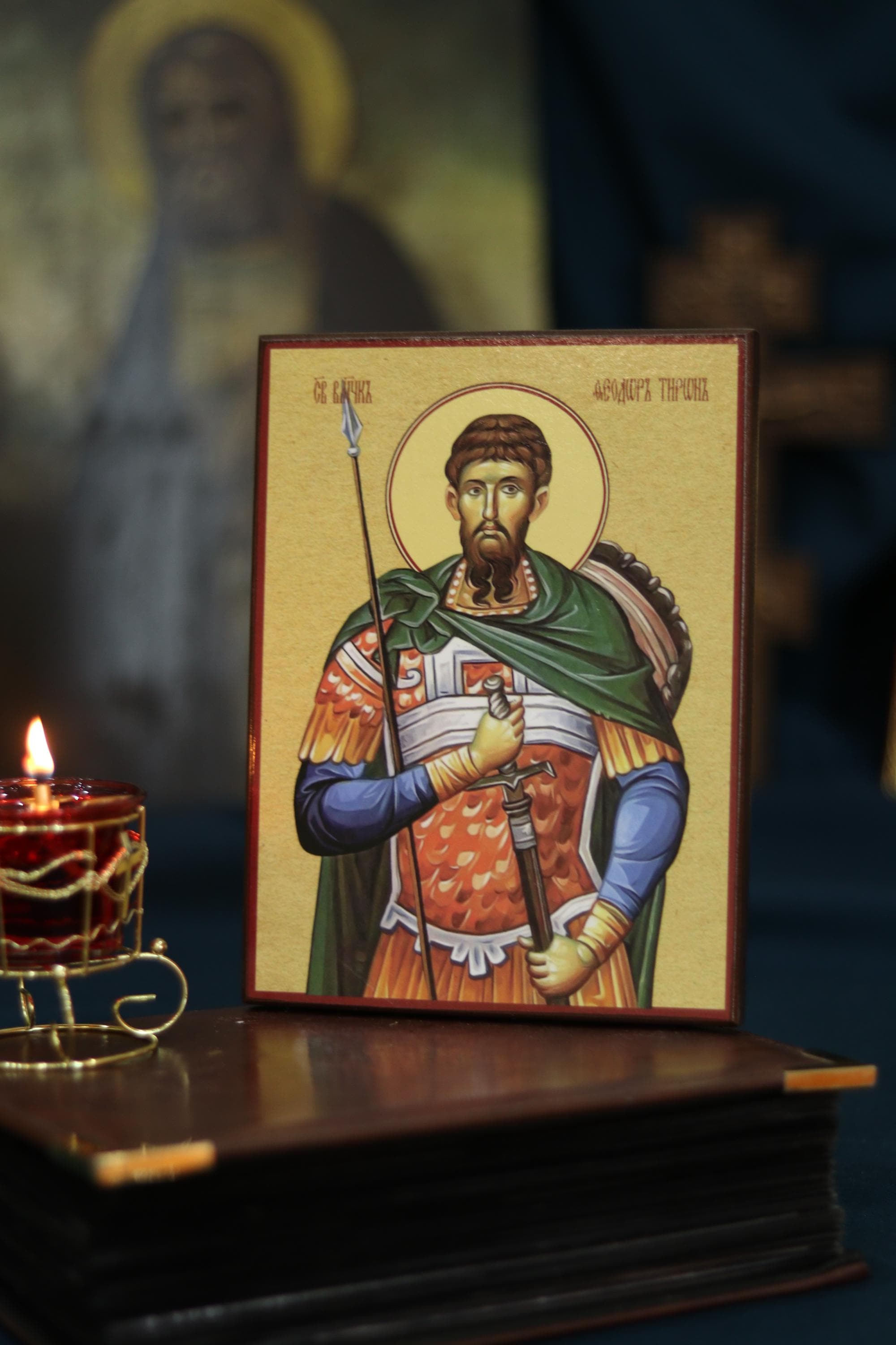 Saint Theodore Tyron Orthodox Icon, Wooden Christian Wall Art