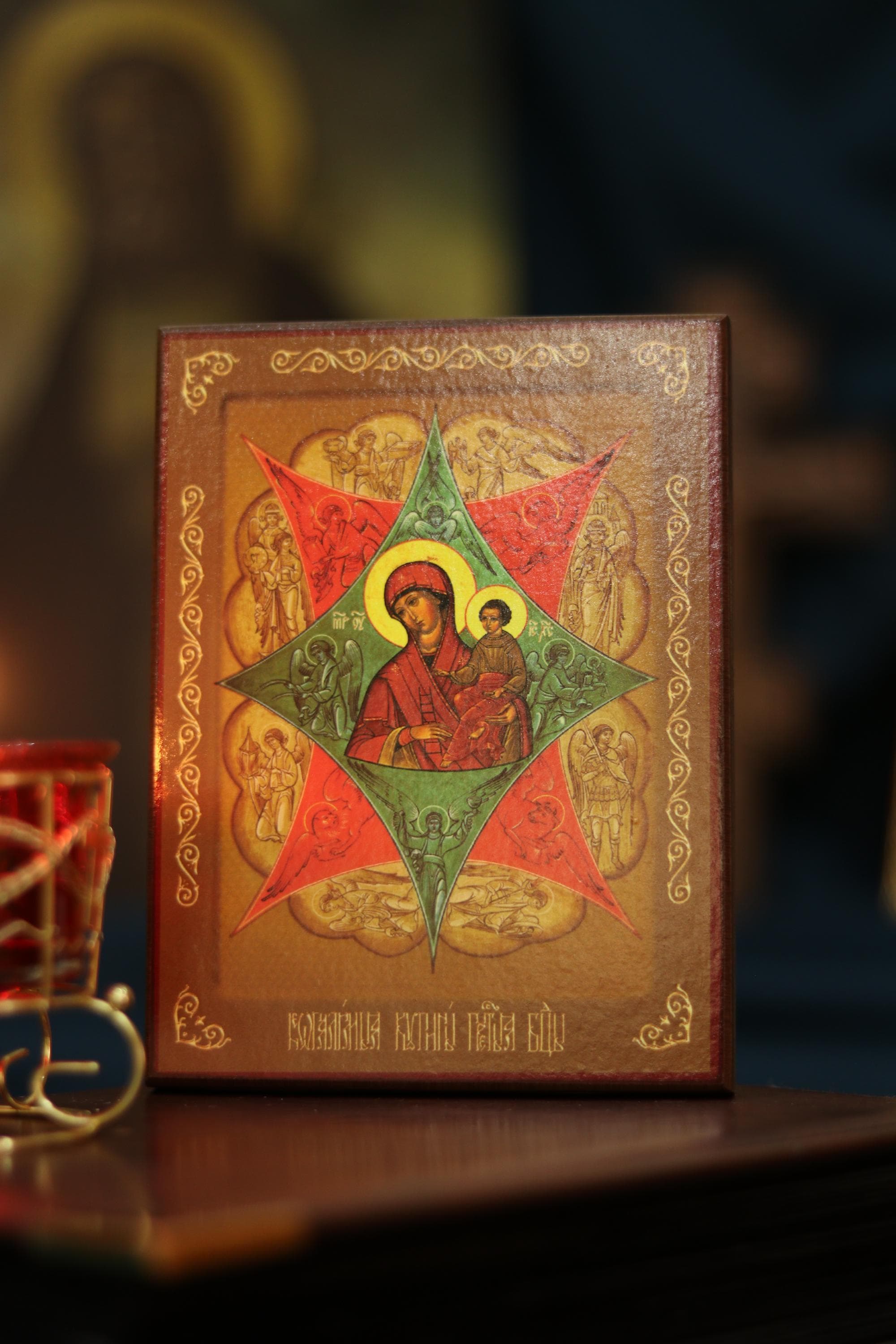 Orthodox Wooden Icon ., Burning Bush Mother of God Icon, Neopalimaya Kupina