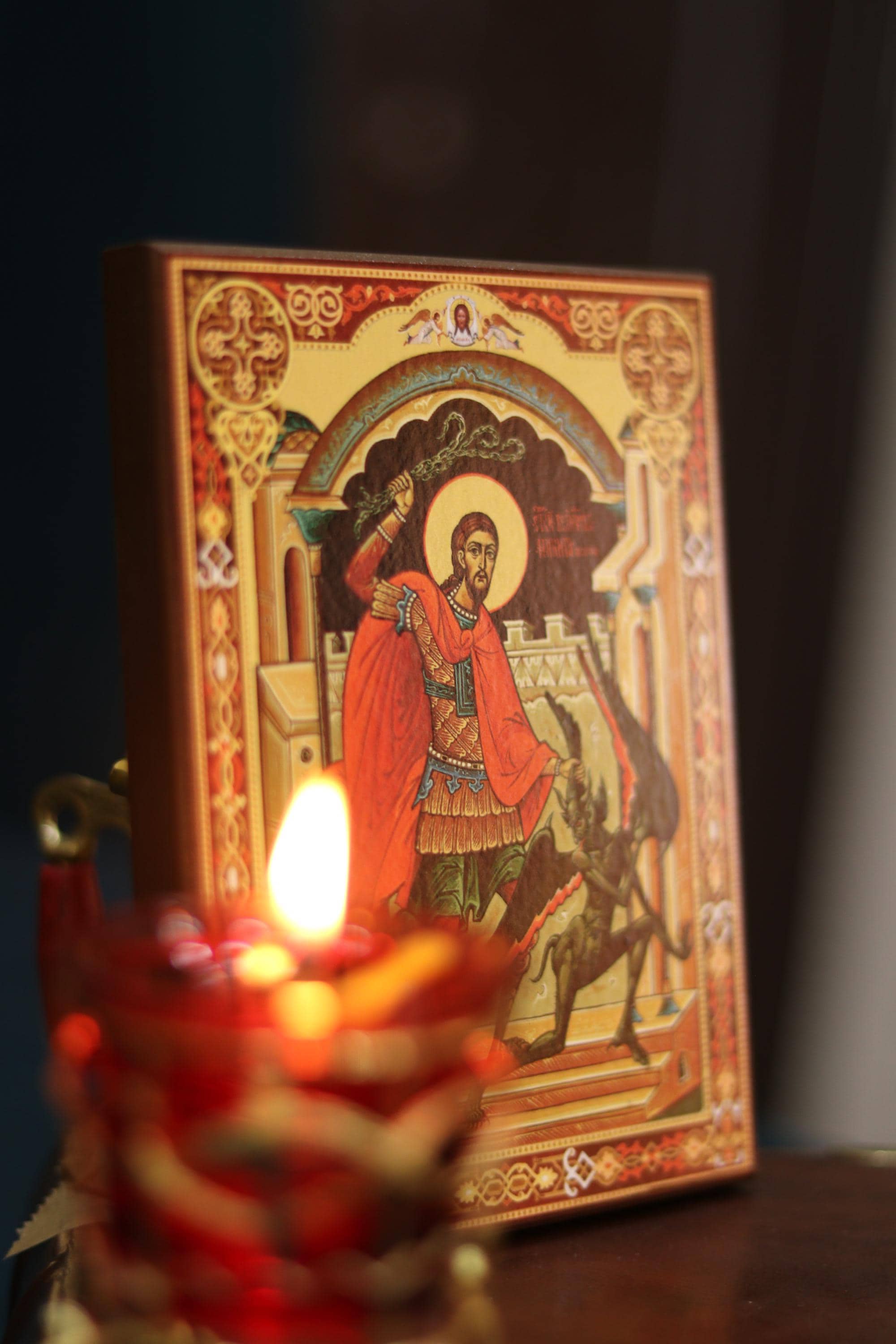 St George Icon Wooden Icon 200g, Orthodox Religious Decor