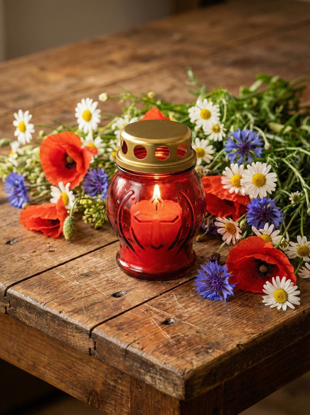 Glass Vigil Lamp 8h, Red Candle Lamp, Orthodox Lampada, Memorial Candle, Church Candle Holder