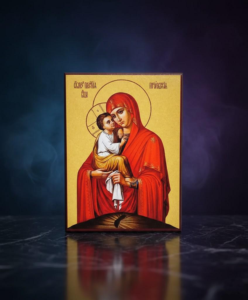 Pochaiv Mother Of God Icon Wooden Icon, Orthodox Icon, Holy Virgin Mary