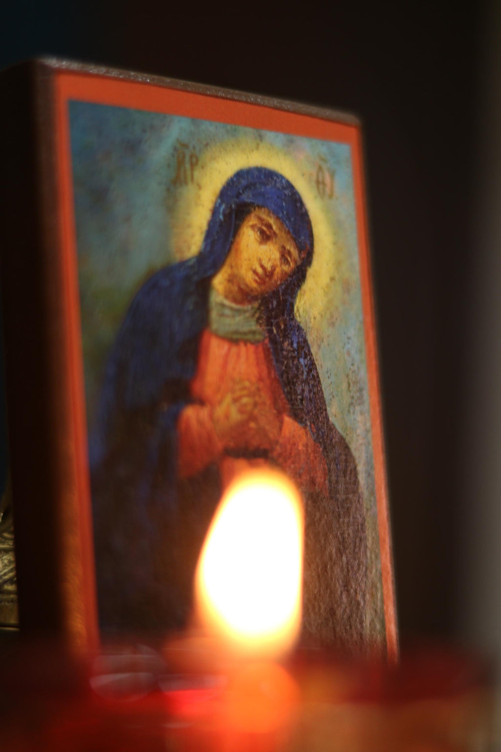 Orthodox Wooden Icon ., Sorrowful Mother of God