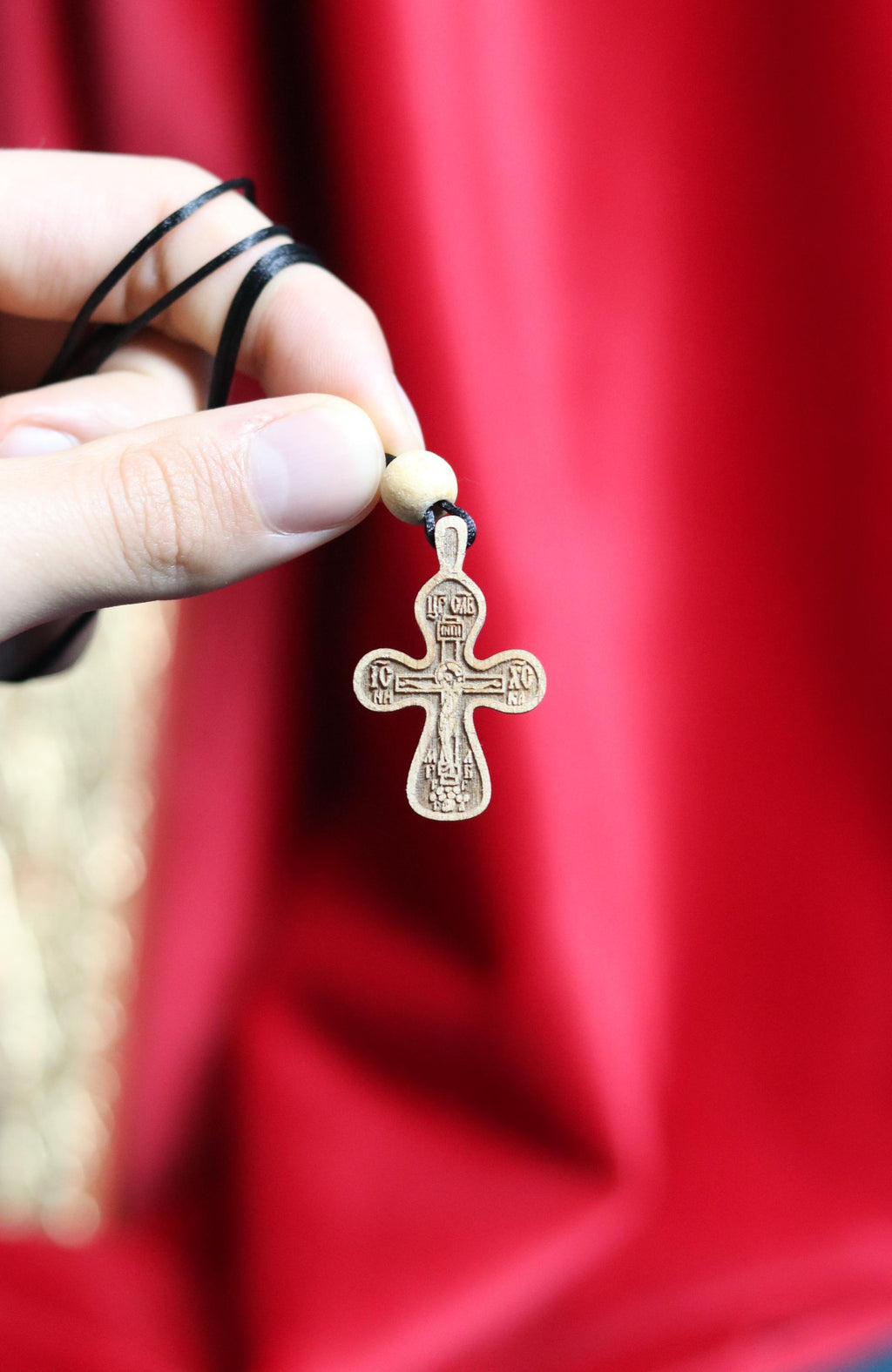 Orthodox Wooden Cross Pendant – Compressed Wood, Jesus Crucifix, Blessed in Church, Orthodox cross, Orthodox icon