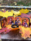 A set of two folding icons 2x1.6 in and a finger rosary. An icon of Jesus Christ and the Mother of God.
