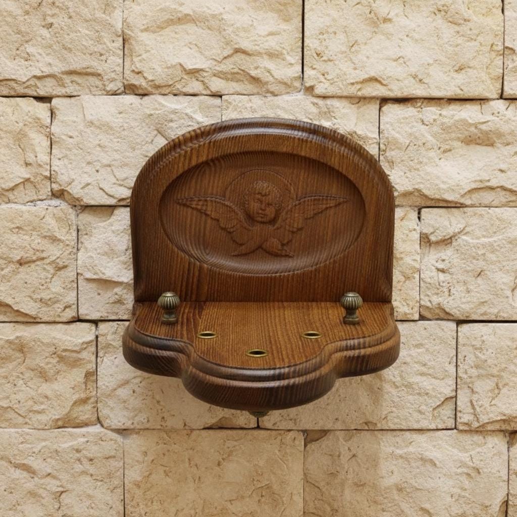 Wooden Icon Stand Ash Wood 6.7x5.9in, Orthodox Icon Holder, Hand Carved Icon Stand