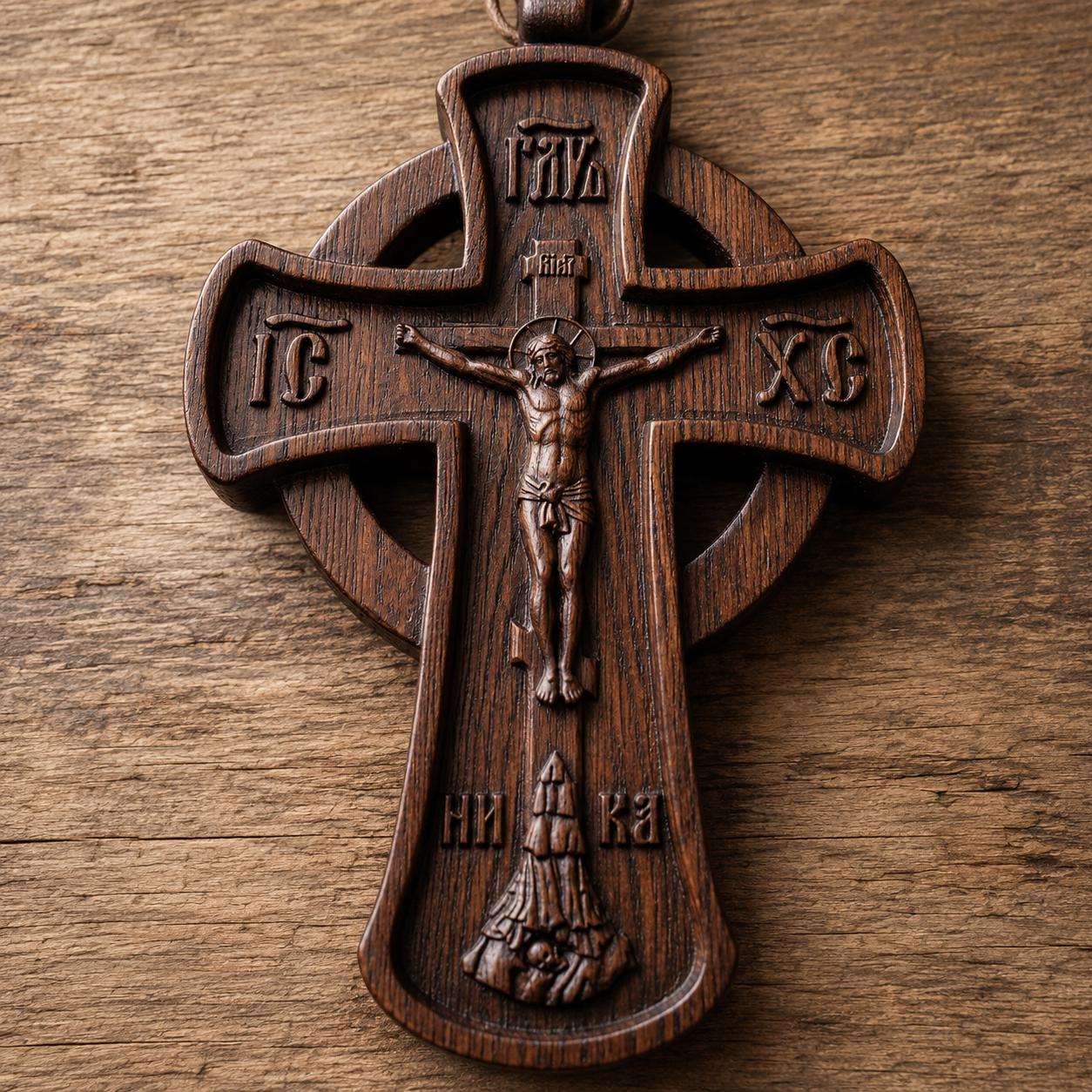 Wooden Orthodox Crucifix, 7.9-19.7in Beech Wood Cross, Jesus Christ Carving