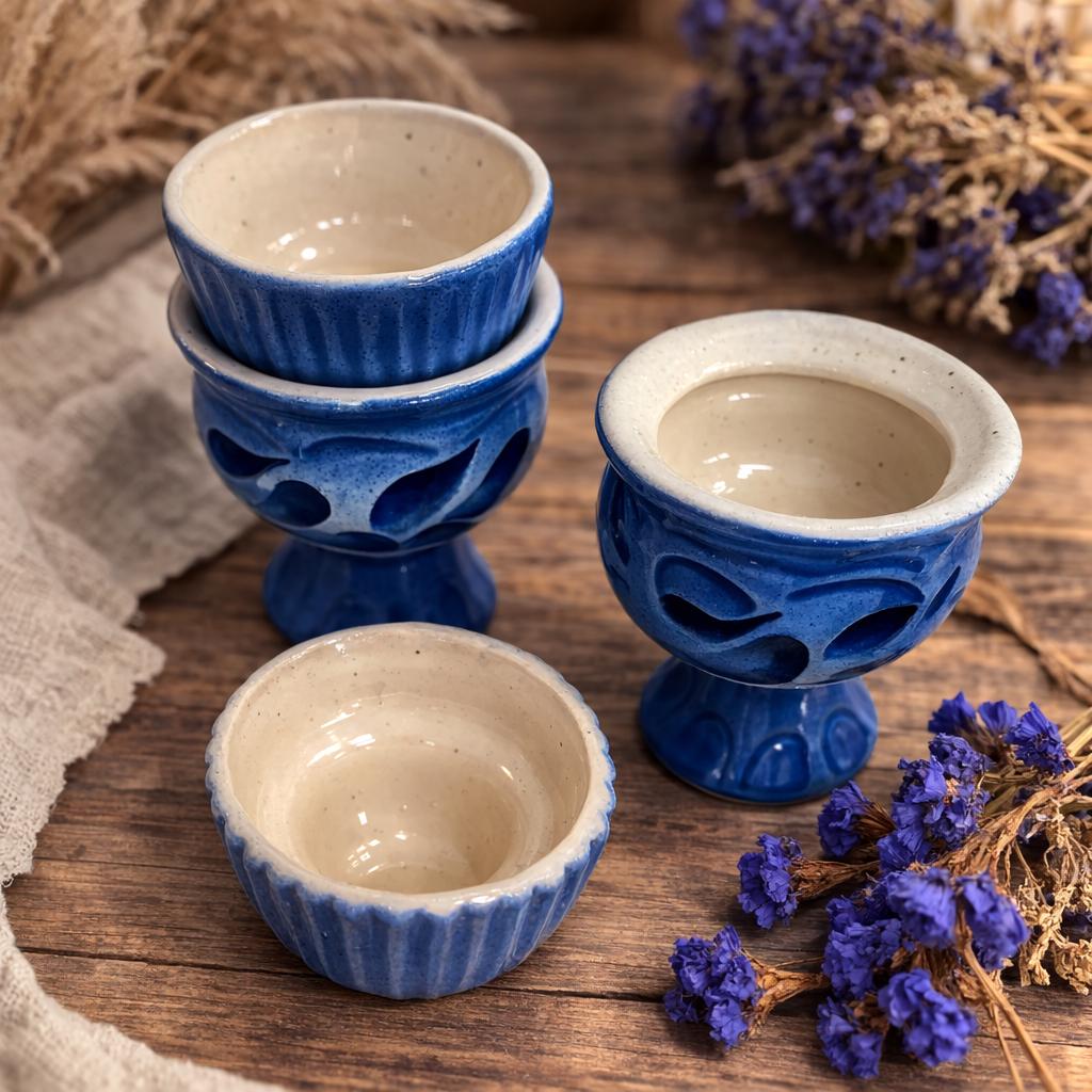 Blue Ceramic Orthodox Oil Lamp 4.5 inches, Table Lampada for Icons, Christian Prayer Lamp