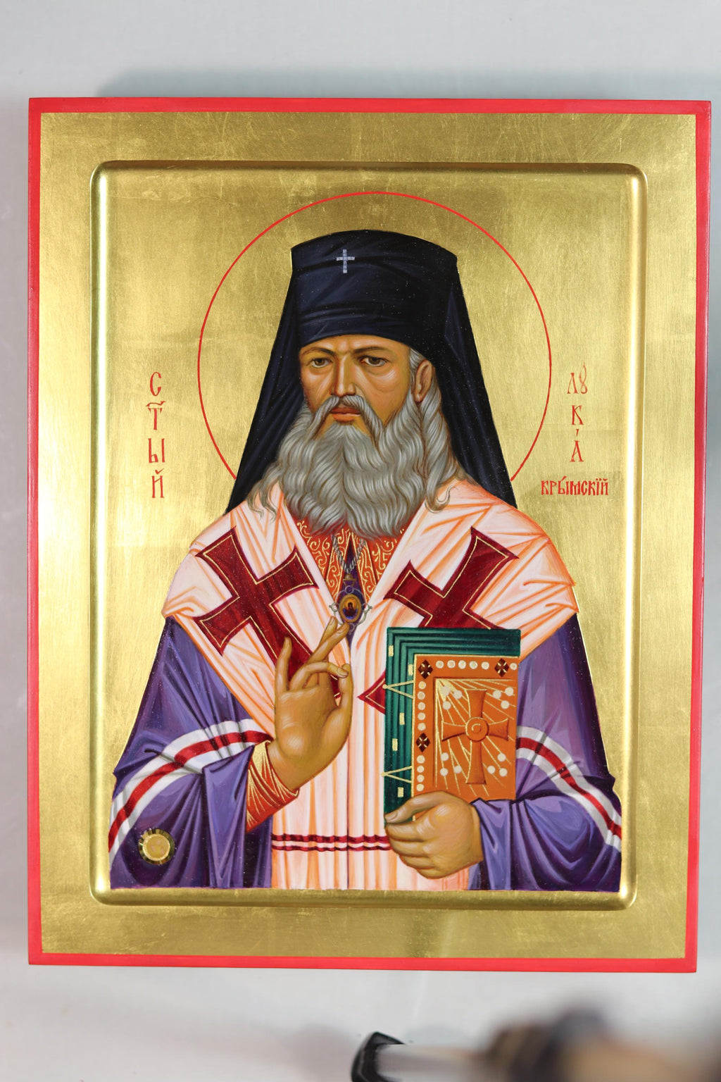 Icon of Saint Luke, icon of an Orthodox saint, icon on gold, canonical icon, icon with yolk tempera, Orthodox icon