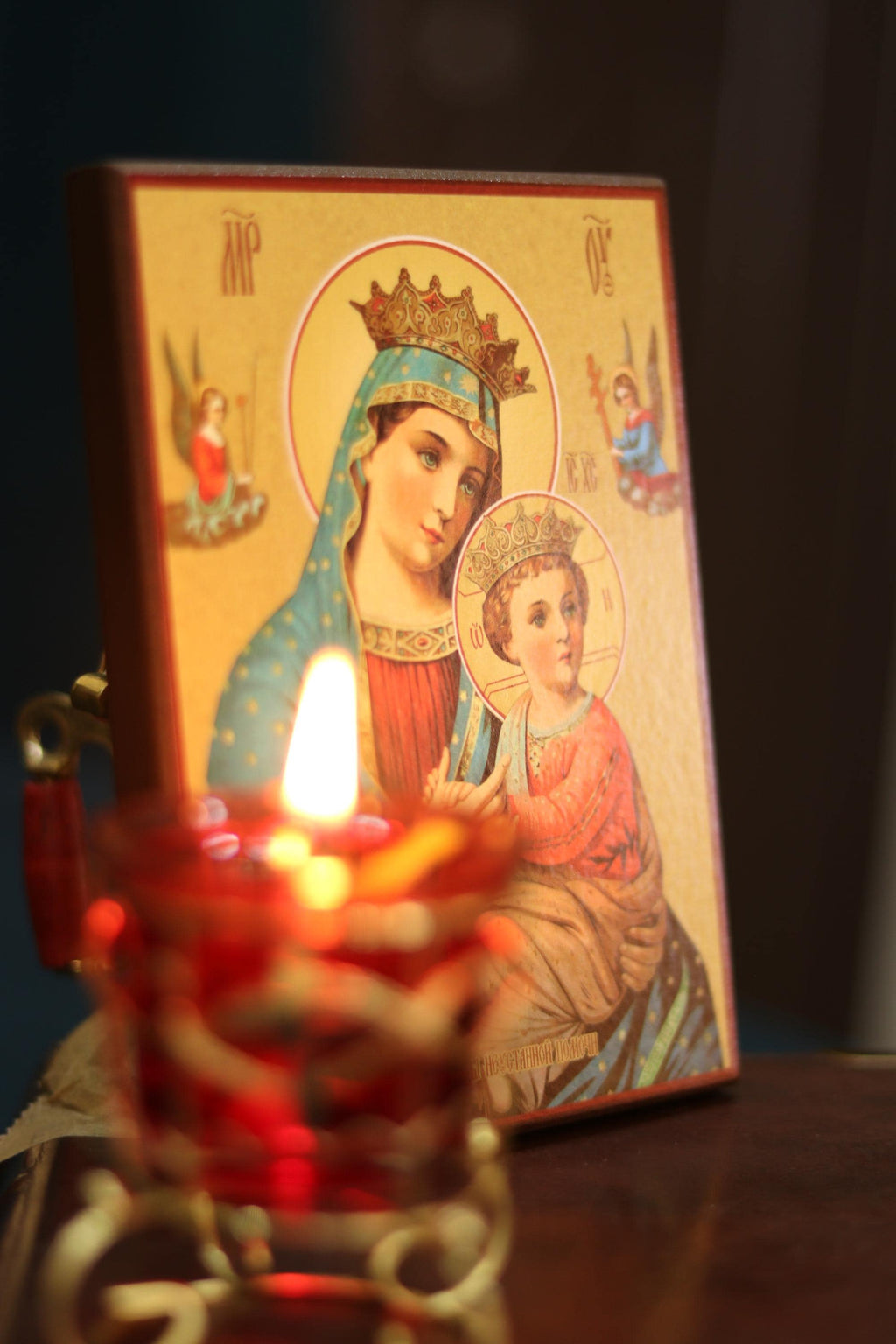 Wooden Icon Orthodox Icon . Our Lady of Perpetual Help, Virgin Mary, Mother of