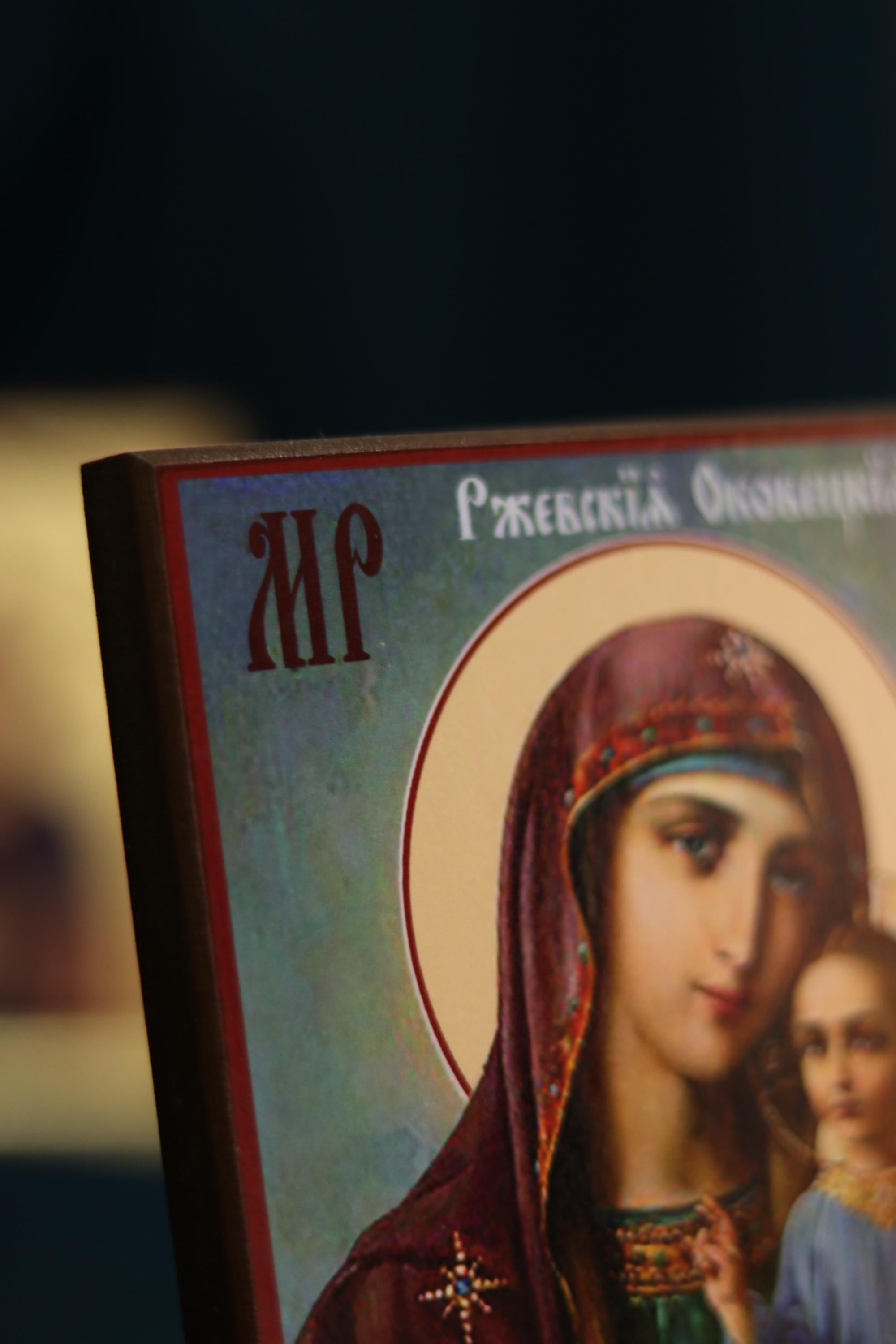 Rzhev Okovets Mother of God Icon Orthodox Wooden Icon Christian Wall Art