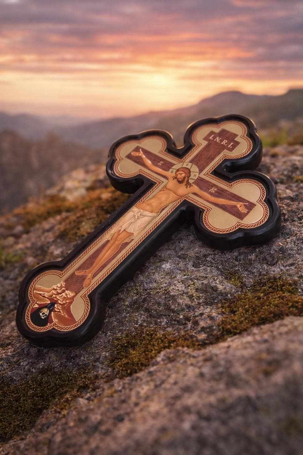 Dark Orthodox Wooden Christian Wall Cross 9.4x6.3 in