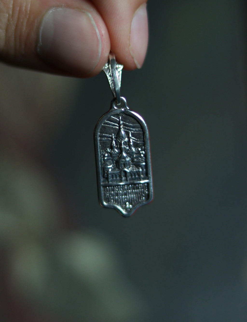 Sterling Silver 925 Orthodox Virgin Mary Pokrov Medal Pendant | 0.98×0.47 in | 3.55g | Blackened Christian Icon Jewelry, Greek orthodox